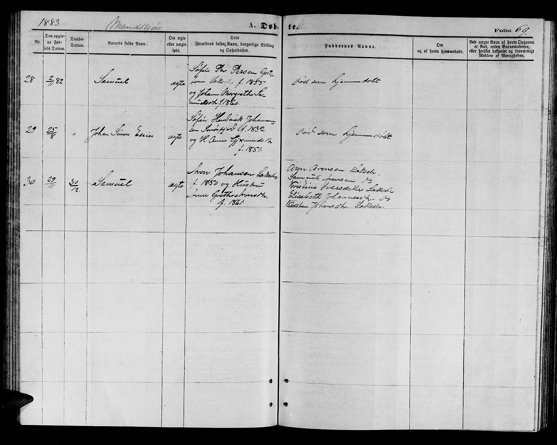 Kistrand/Porsanger sokneprestembete, AV/SATØ-S-1351/H/Hb/L0003.klokk: Parish register (copy) no. 3, 1874-1885, p. 69