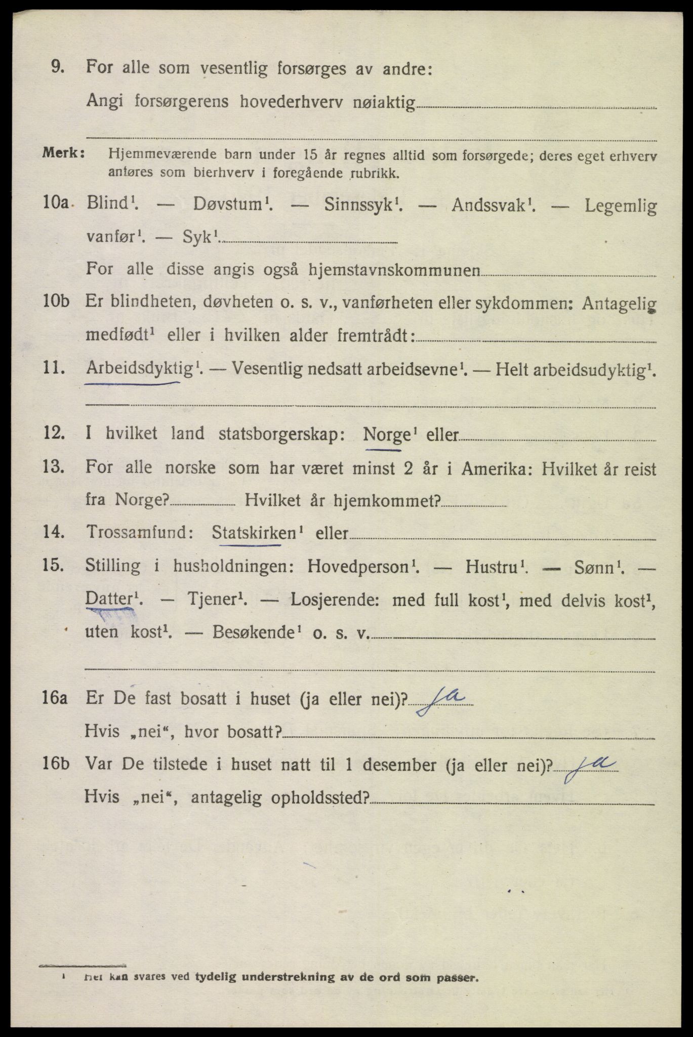 SAK, 1920 census for Grindheim, 1920, p. 1826