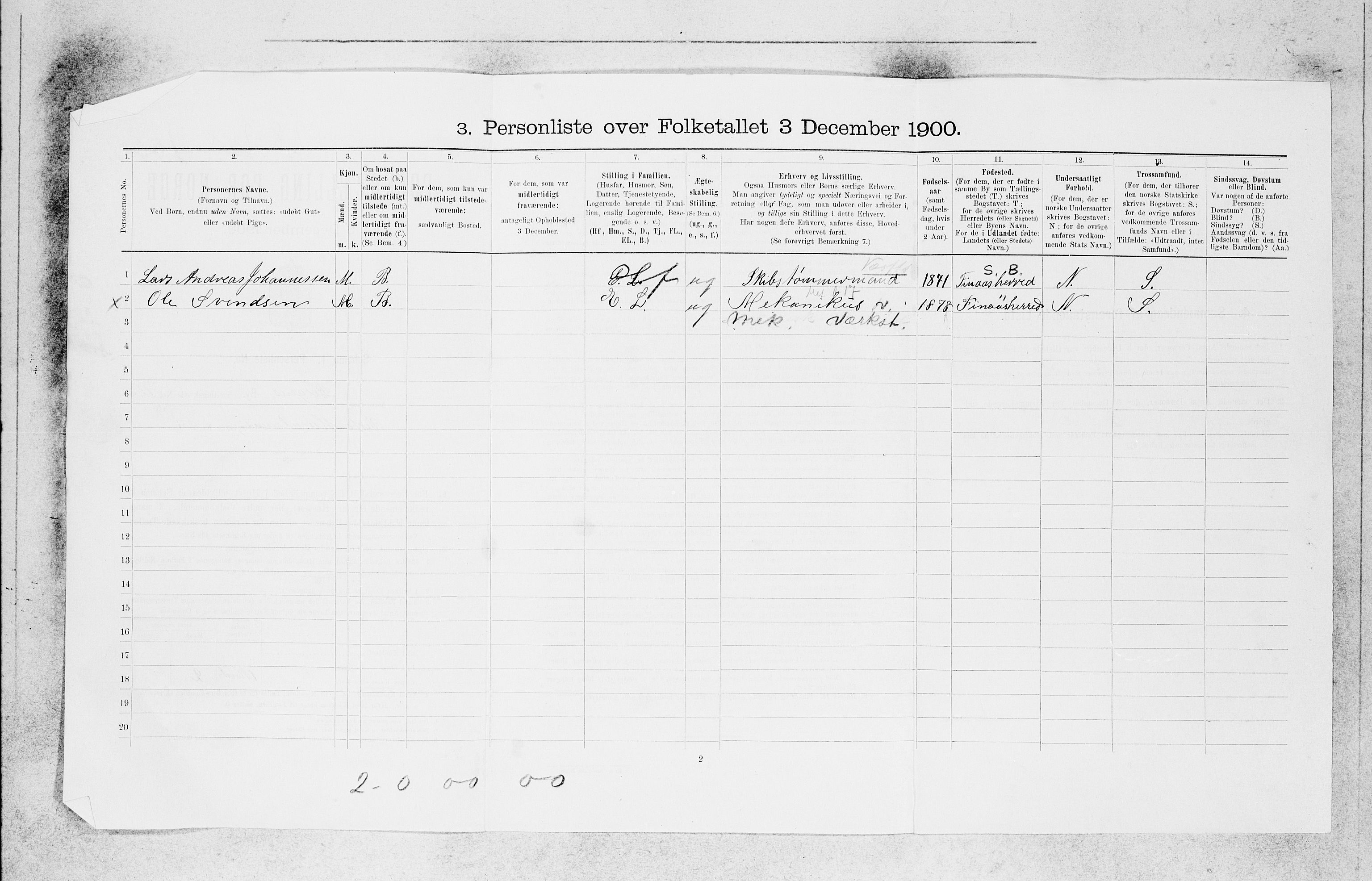 SAB, 1900 census for Bergen, 1900, p. 23478