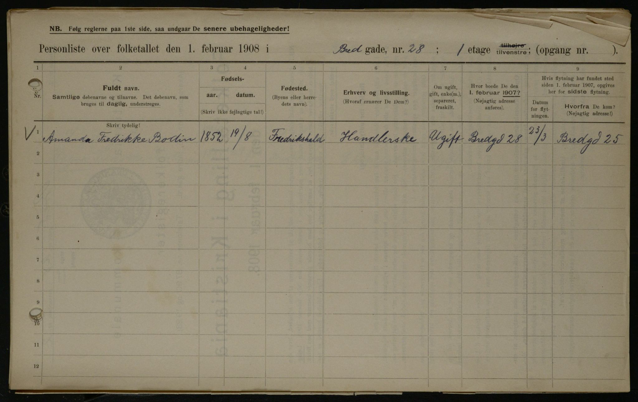 OBA, Municipal Census 1908 for Kristiania, 1908, p. 8251