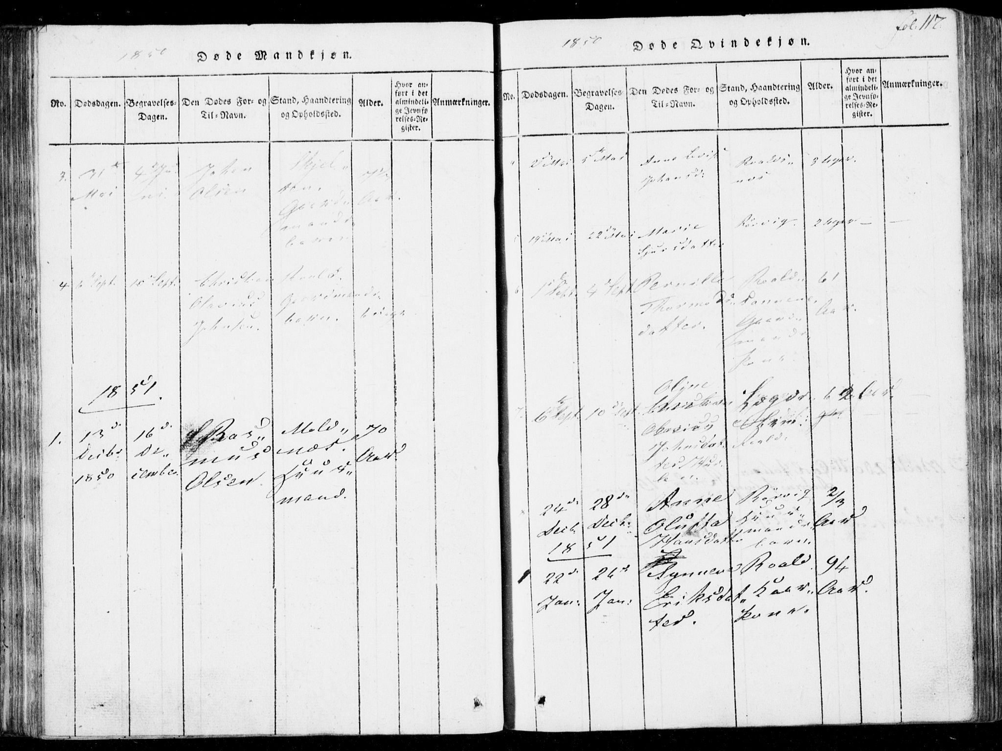 Ministerialprotokoller, klokkerbøker og fødselsregistre - Møre og Romsdal, SAT/A-1454/537/L0517: Parish register (official) no. 537A01, 1818-1862, p. 117