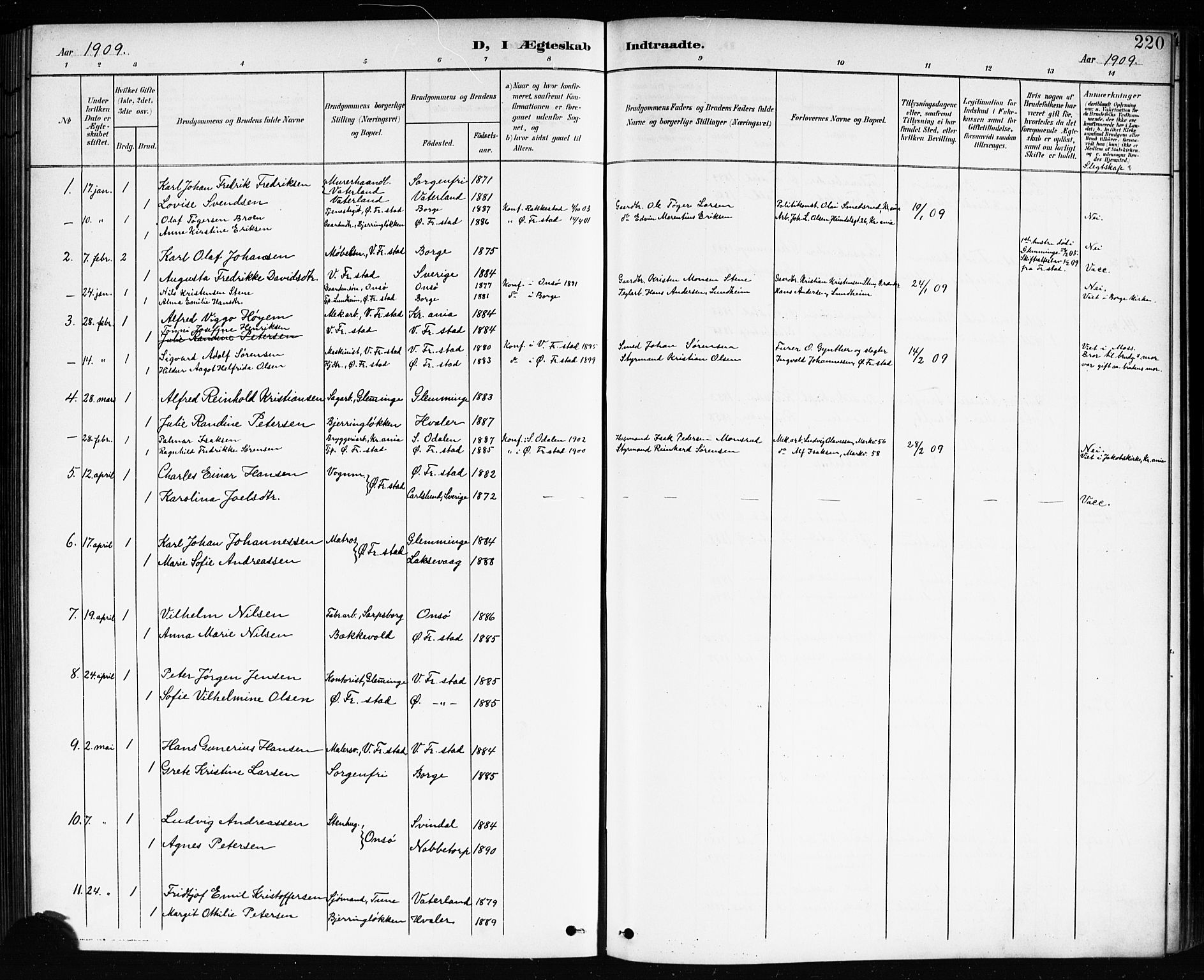 Østre Fredrikstad prestekontor Kirkebøker, SAO/A-10907/G/Ga/L0002: Parish register (copy) no. 2, 1900-1919, p. 220