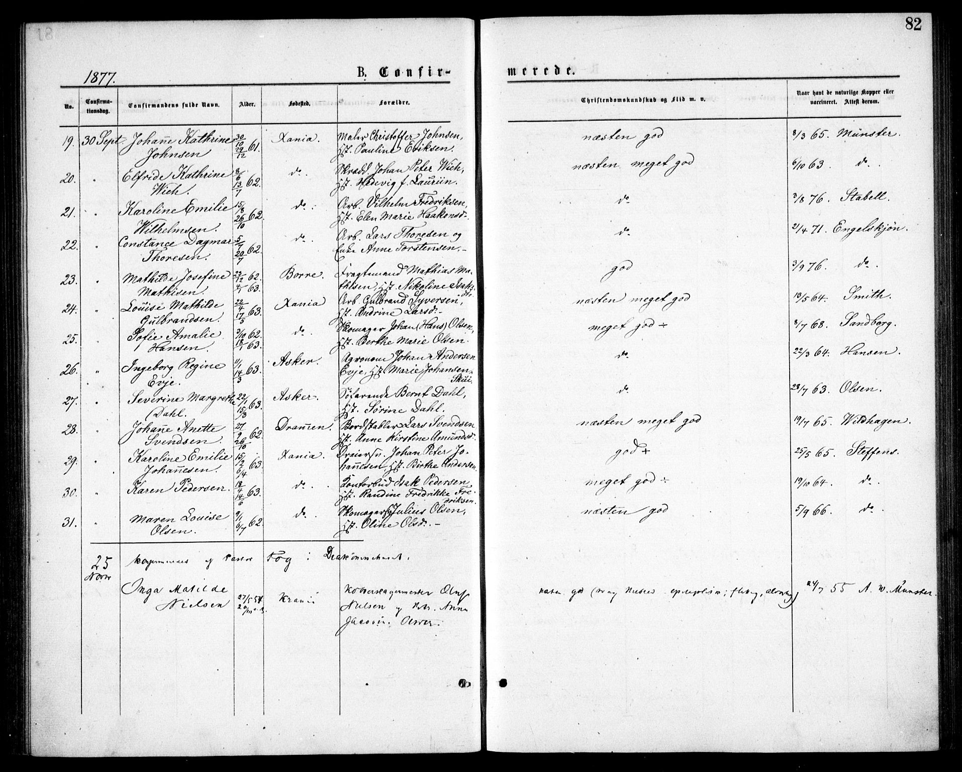 Oslo domkirke Kirkebøker, SAO/A-10752/F/Fa/L0018: Parish register (official) no. 18, 1872-1886, p. 82
