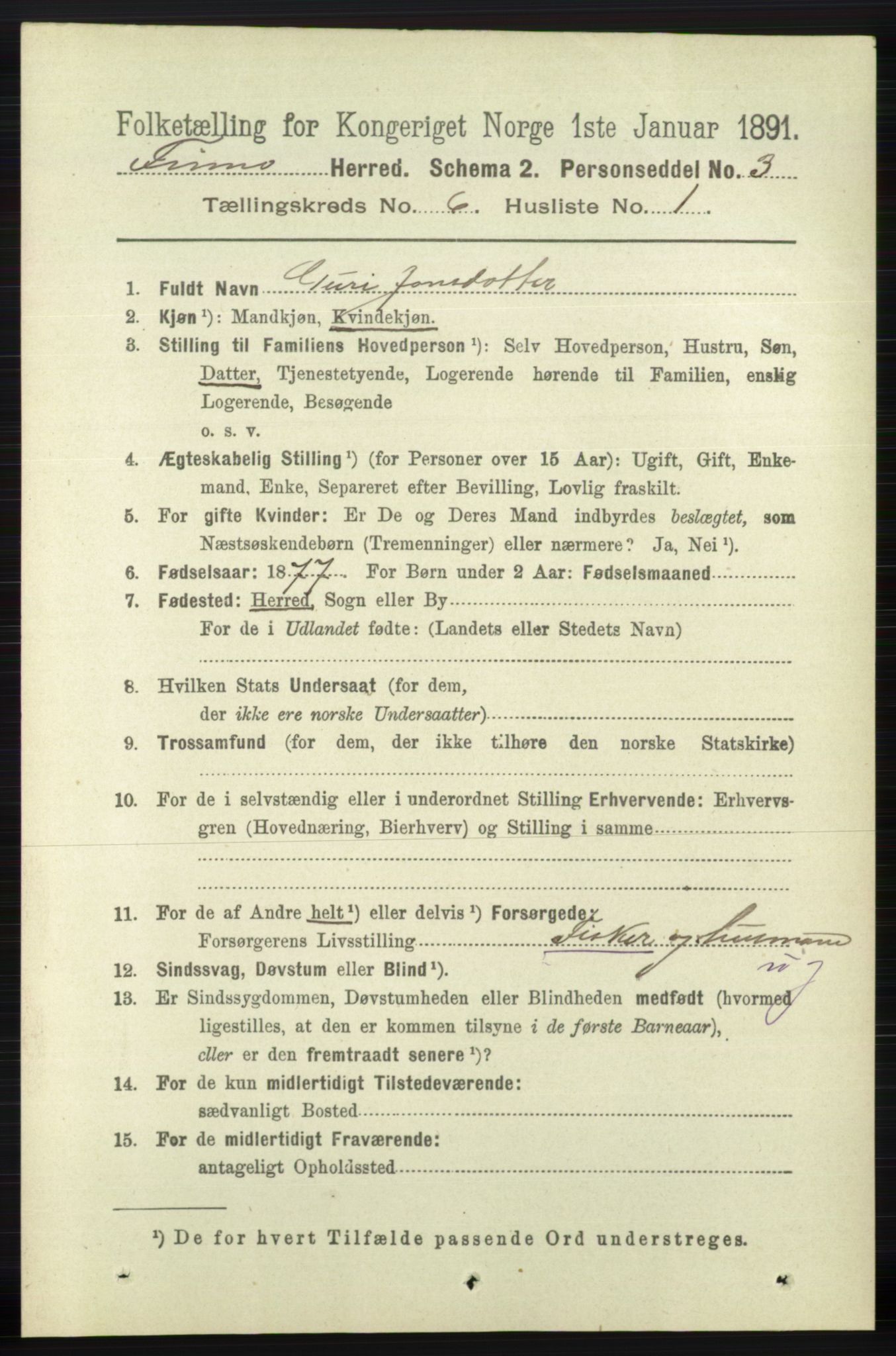 RA, 1891 census for 1141 Finnøy, 1891, p. 1287