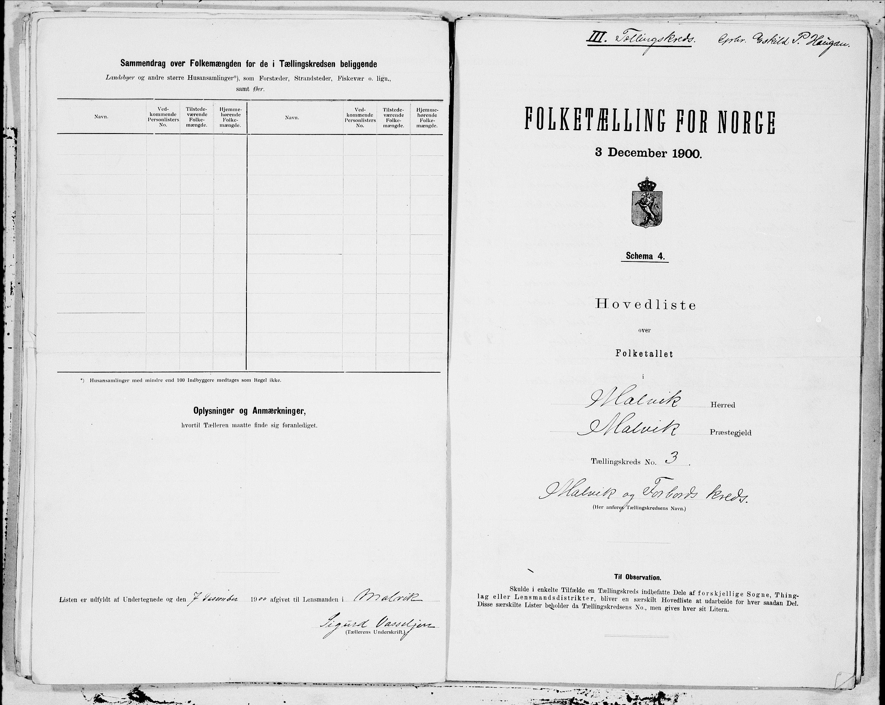 , 1900 census for Malvik, 1900, p. 6