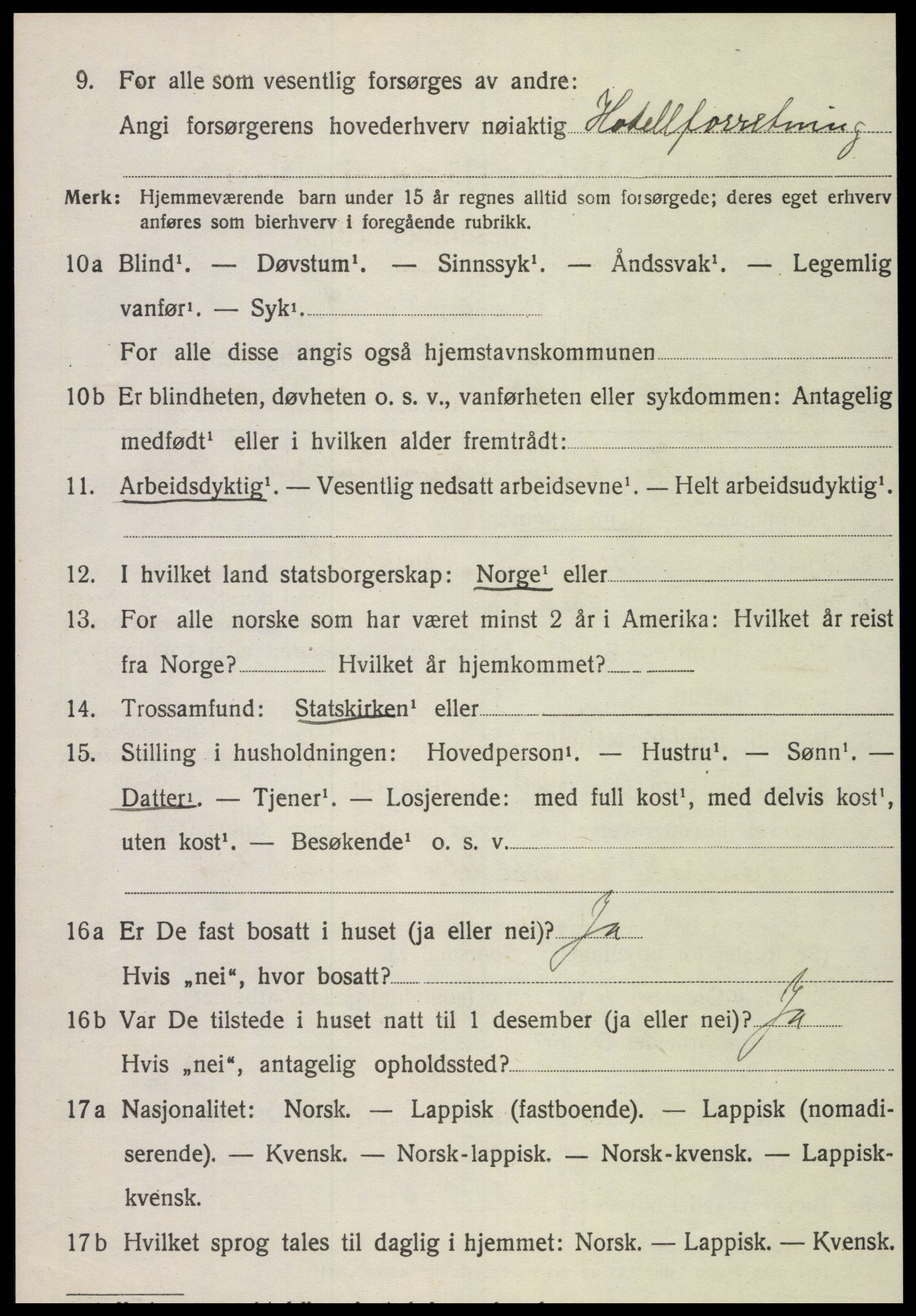 SAT, 1920 census for Snåsa, 1920, p. 4317