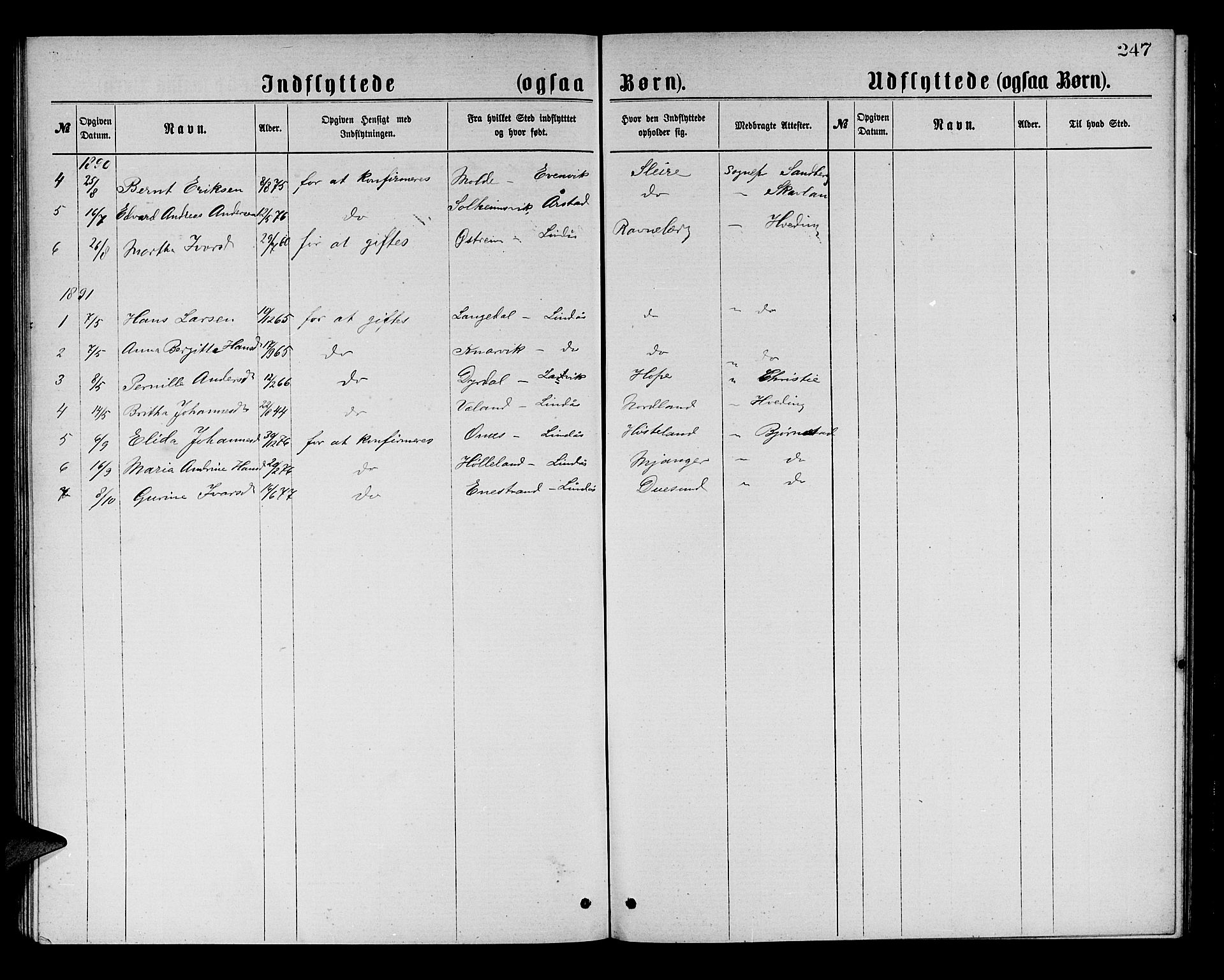 Masfjorden Sokneprestembete, AV/SAB-A-77001: Parish register (copy) no. A 2, 1876-1891, p. 247