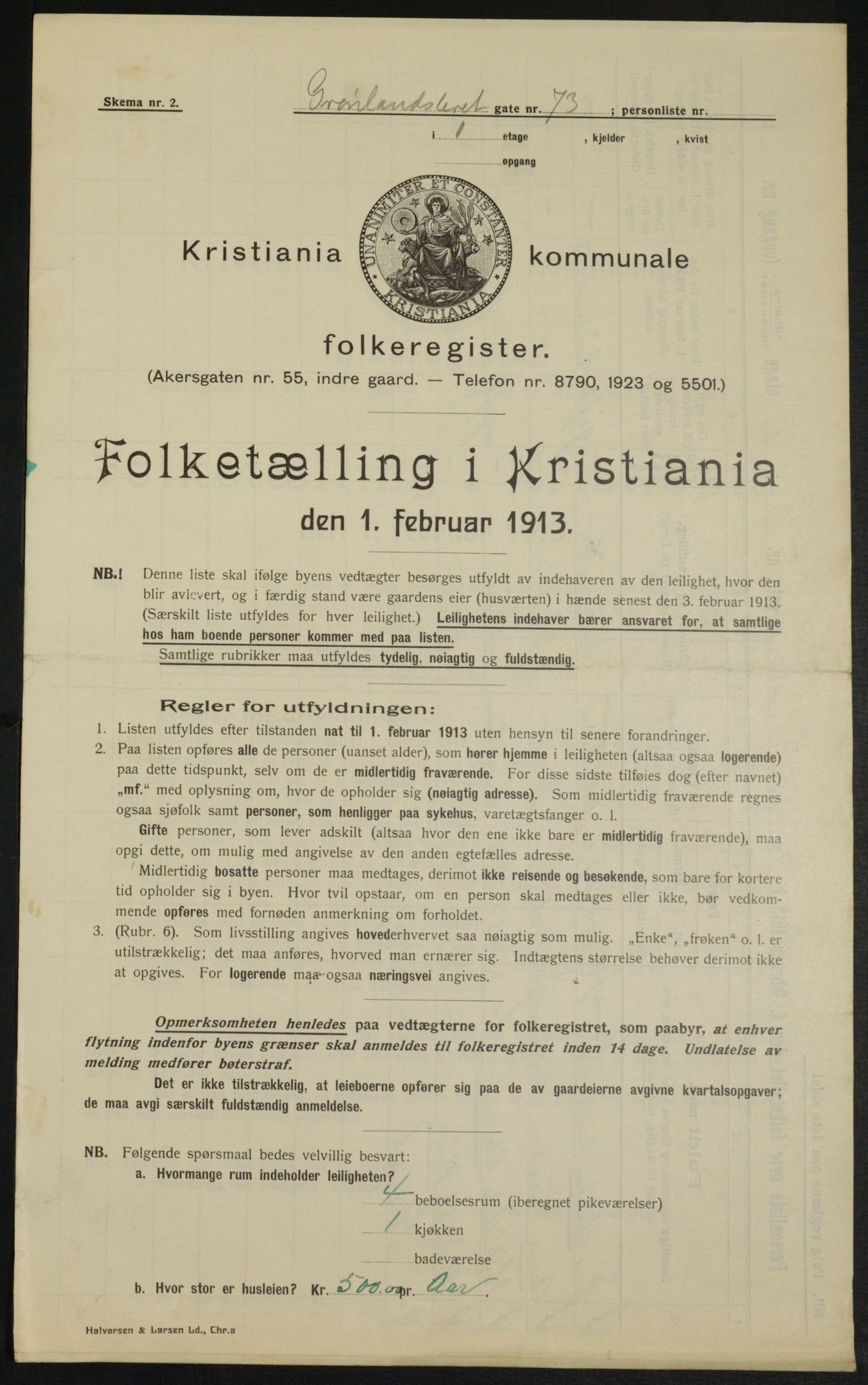 OBA, Municipal Census 1913 for Kristiania, 1913, p. 32319