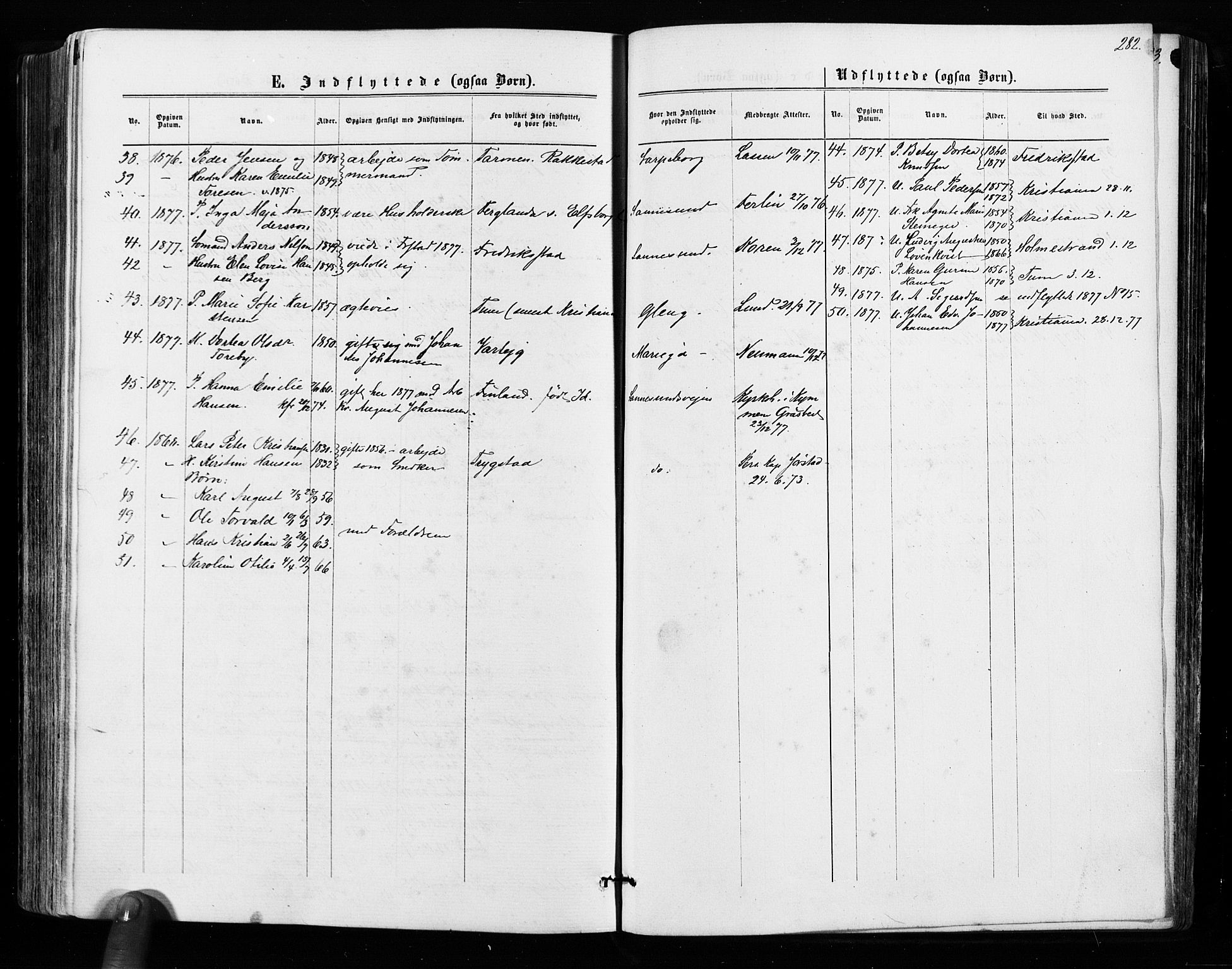 Sarpsborg prestekontor Kirkebøker, AV/SAO-A-2006/F/Fa/L0002: Parish register (official) no. 2, 1869-1877, p. 282