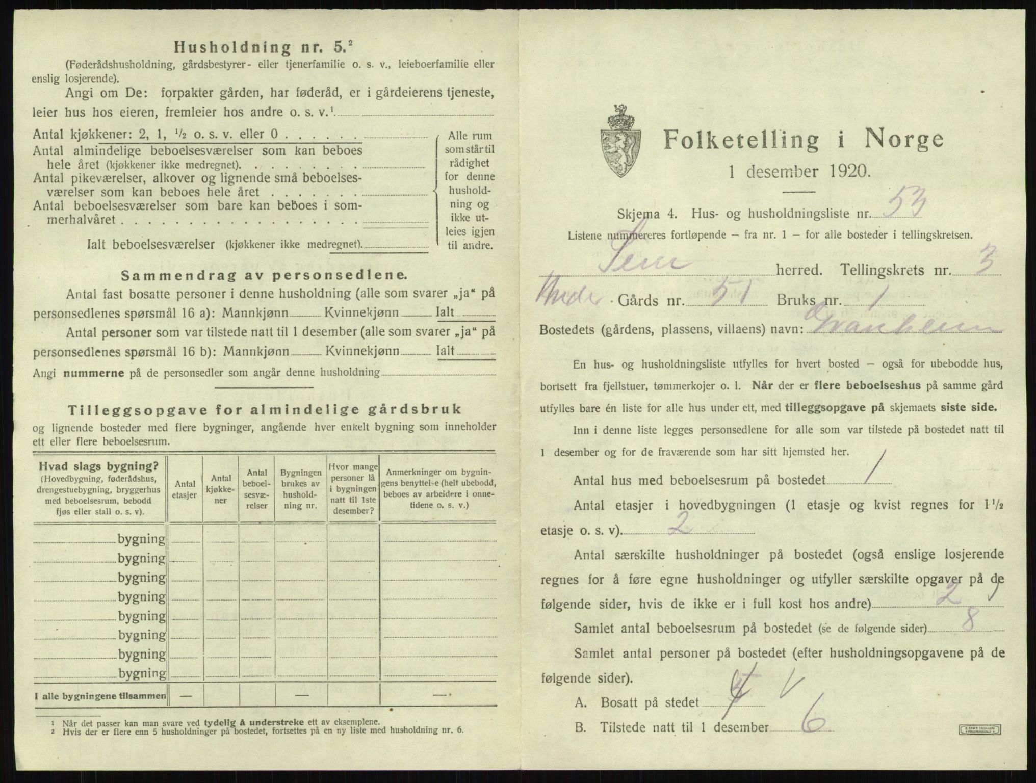 SAKO, 1920 census for Sem, 1920, p. 740