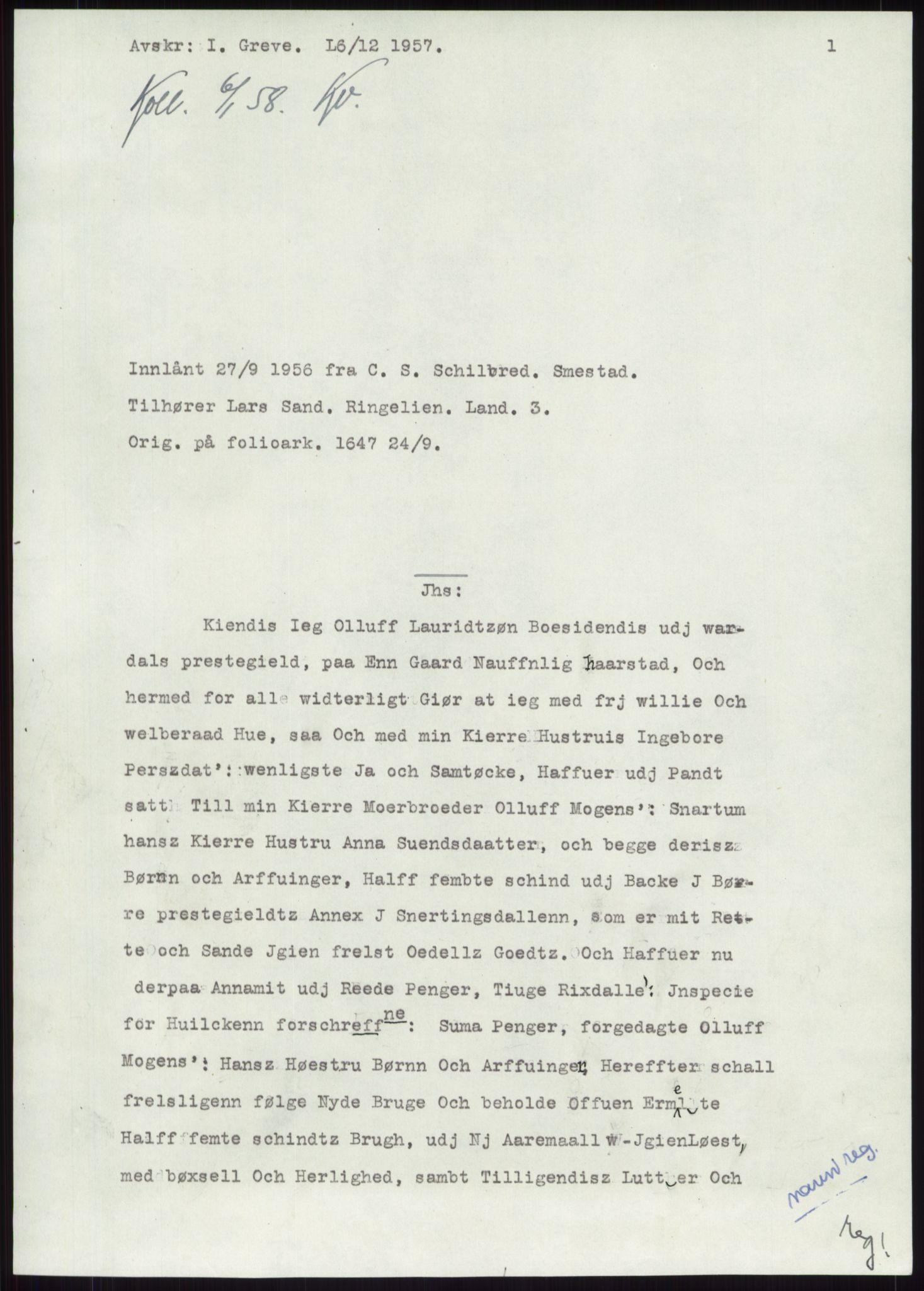 Samlinger til kildeutgivelse, Diplomavskriftsamlingen, AV/RA-EA-4053/H/Ha, p. 3338