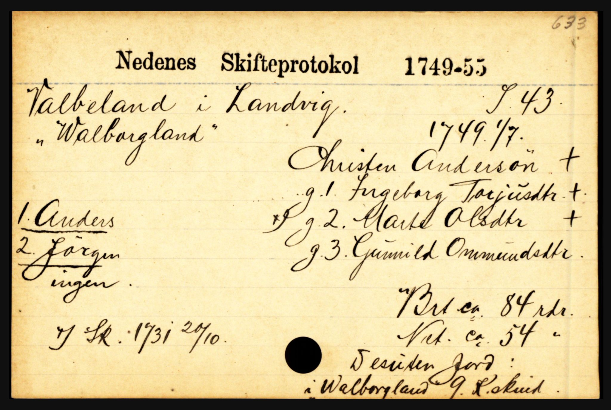 Nedenes sorenskriveri før 1824, AV/SAK-1221-0007/H, p. 32361