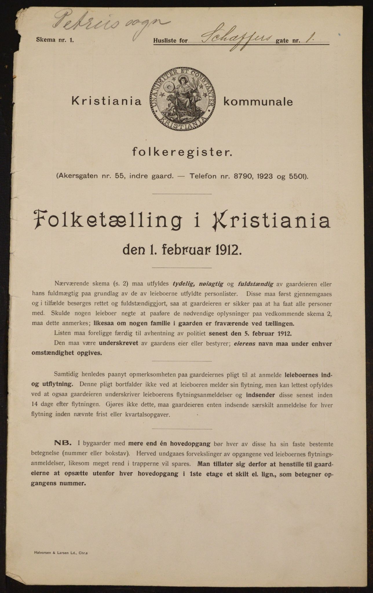 OBA, Municipal Census 1912 for Kristiania, 1912, p. 93166