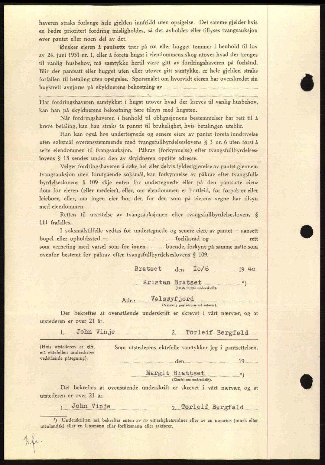 Nordmøre sorenskriveri, AV/SAT-A-4132/1/2/2Ca: Mortgage book no. B87, 1940-1941, Diary no: : 1716/1940