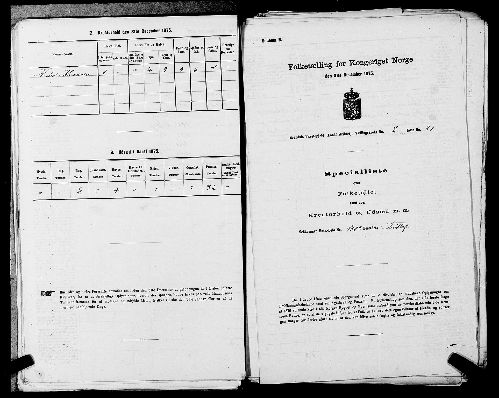 SAST, 1875 census for 1111L Sokndal/Sokndal, 1875, p. 182