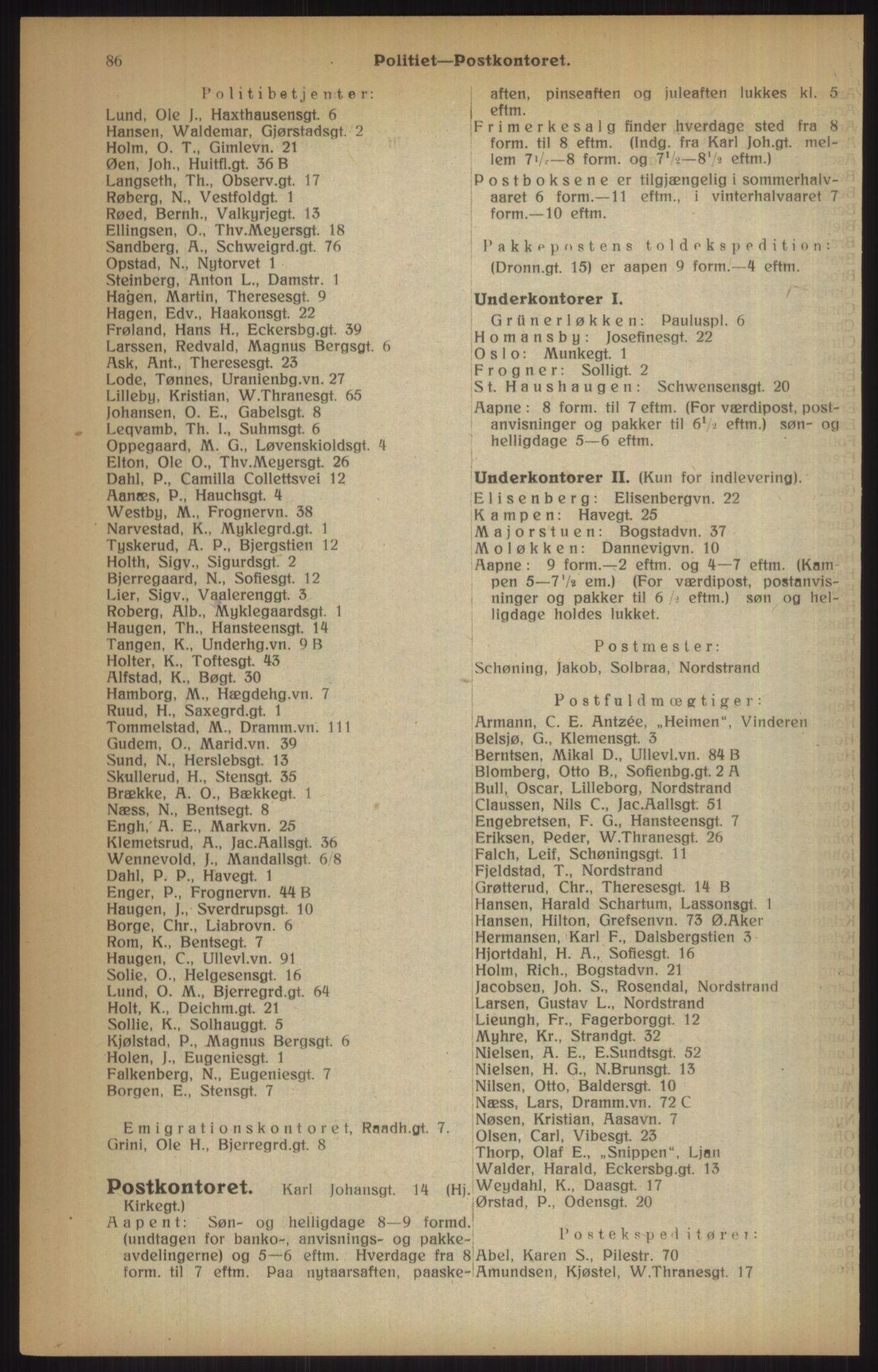 Kristiania/Oslo adressebok, PUBL/-, 1915, p. 86