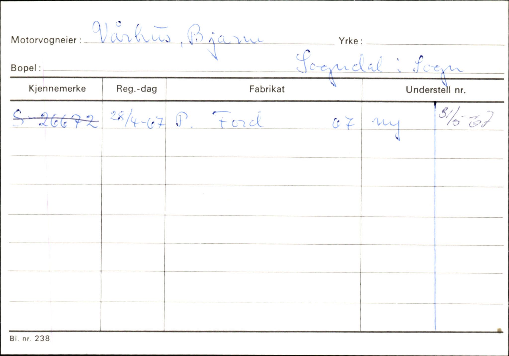 Statens vegvesen, Sogn og Fjordane vegkontor, AV/SAB-A-5301/4/F/L0125: Eigarregister Sogndal V-Å. Aurland A-Å. Fjaler A-N, 1945-1975, p. 118