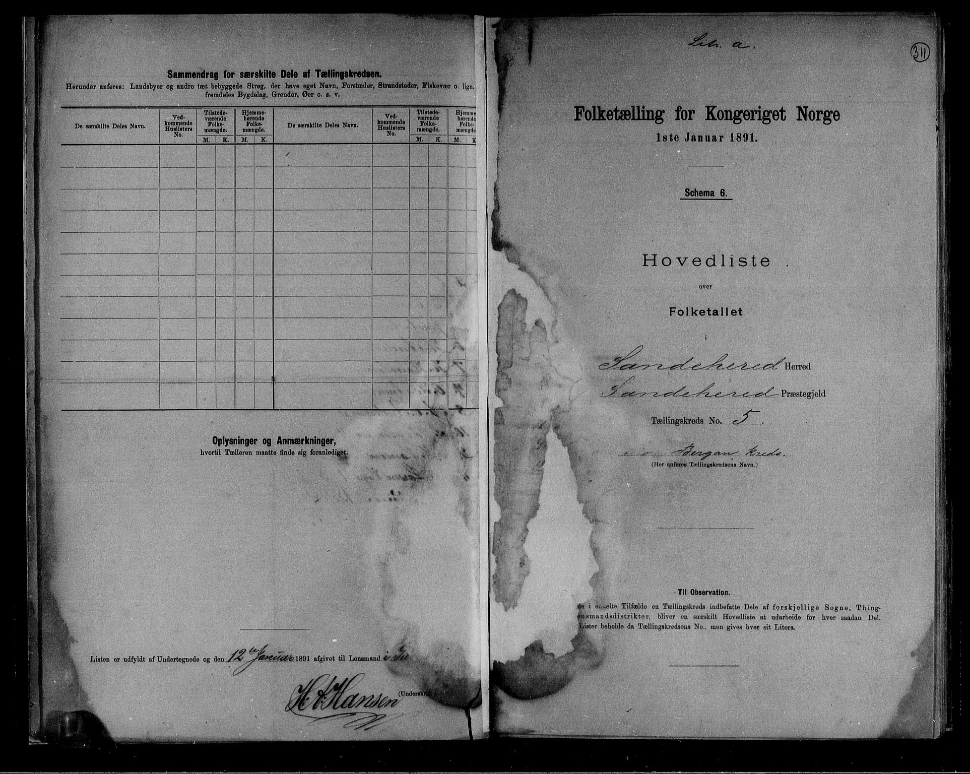 RA, 1891 census for 0724 Sandeherred, 1891, p. 16