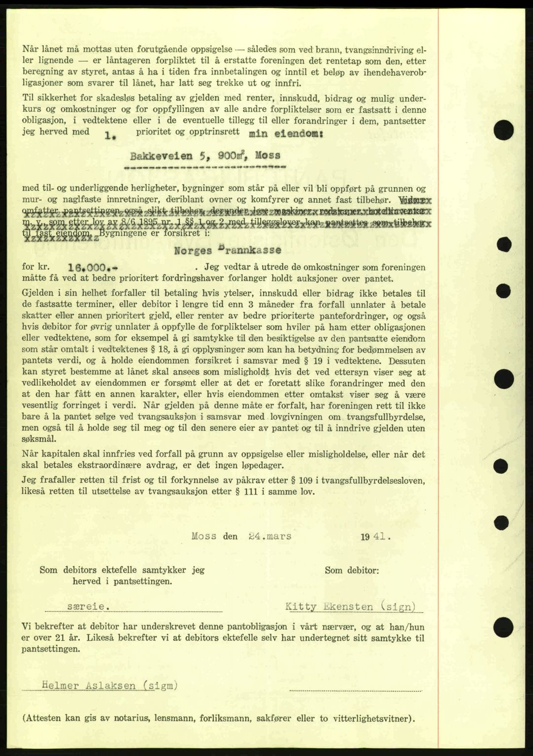 Moss sorenskriveri, SAO/A-10168: Mortgage book no. B10, 1940-1941, Diary no: : 578/1941