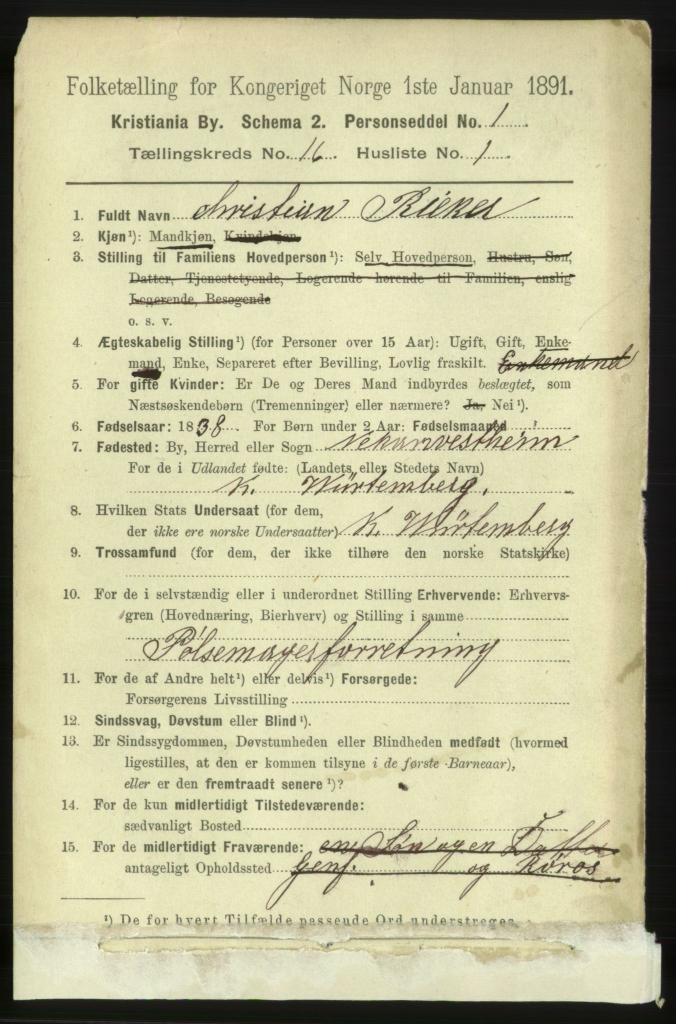 RA, 1891 census for 0301 Kristiania, 1891, p. 7100