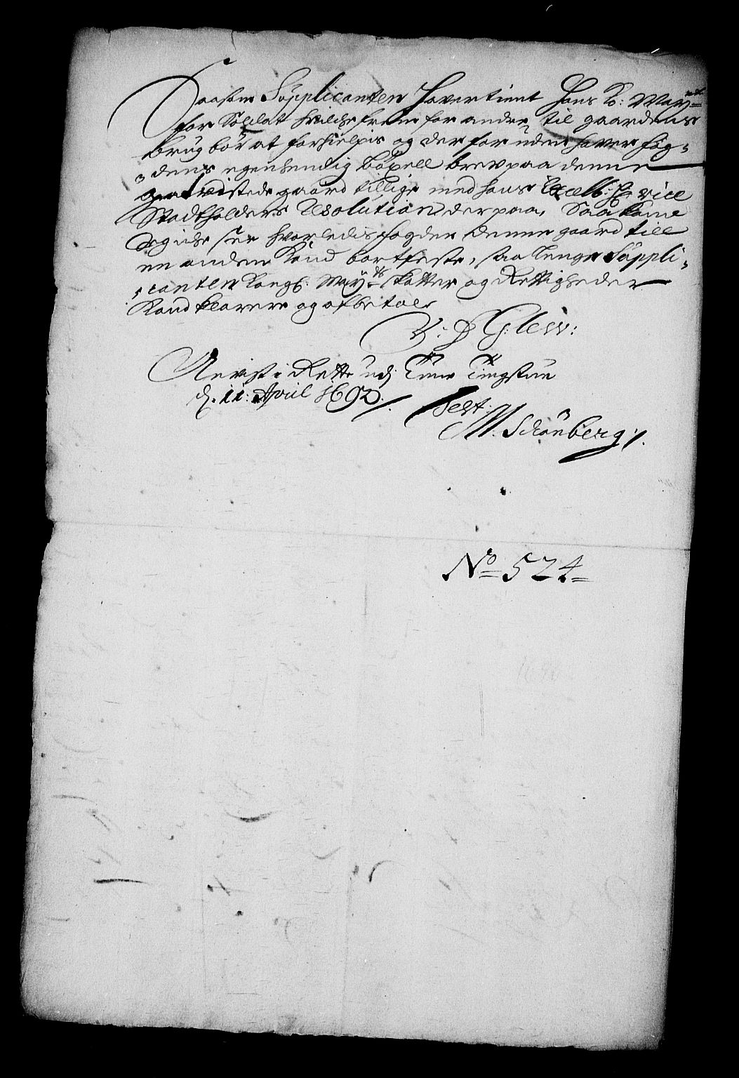 Stattholderembetet 1572-1771, RA/EA-2870/Af/L0004: Avskrifter av vedlegg til originale supplikker, nummerert i samsvar med supplikkbøkene, 1691-1694, p. 331