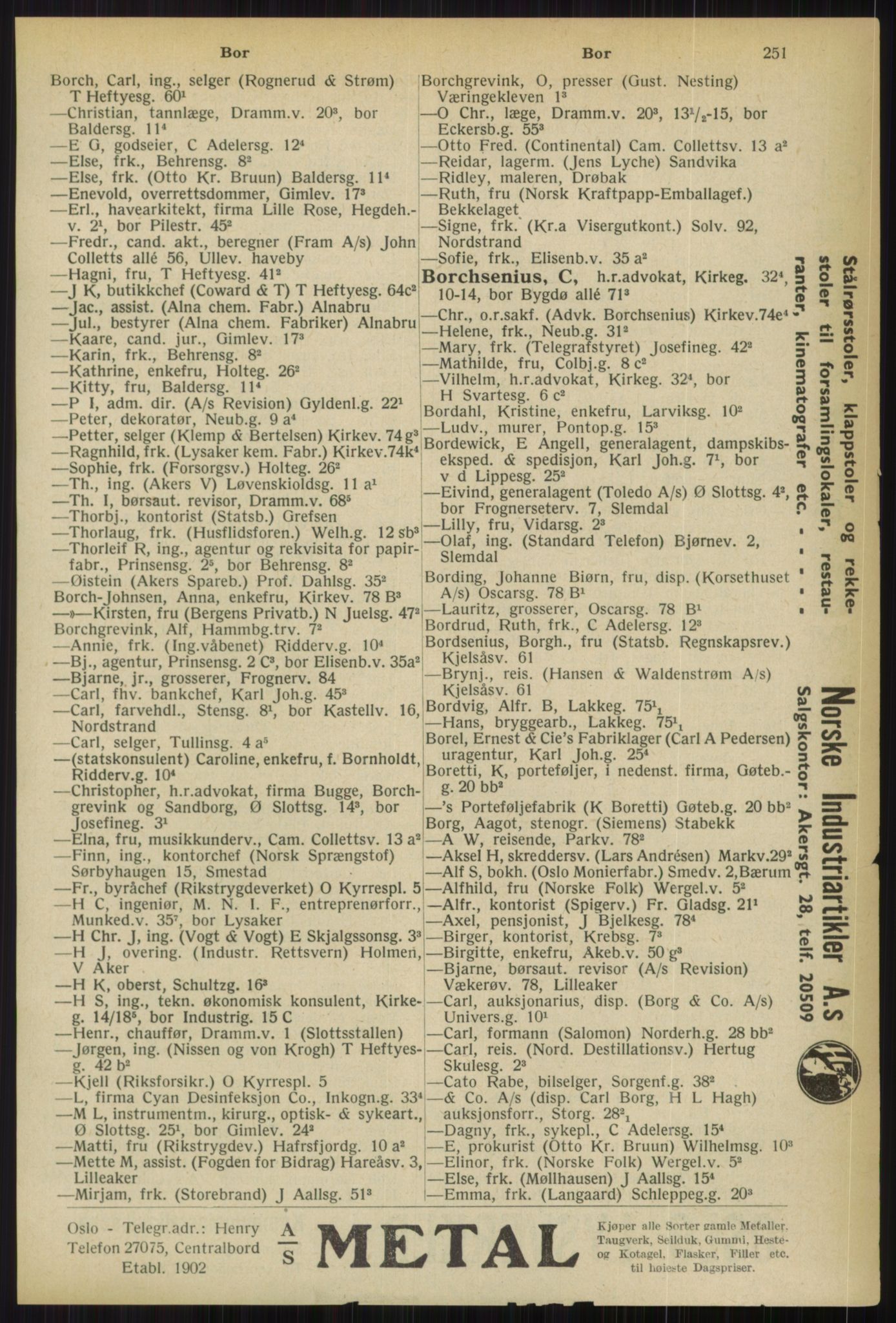 Kristiania/Oslo adressebok, PUBL/-, 1936, p. 251