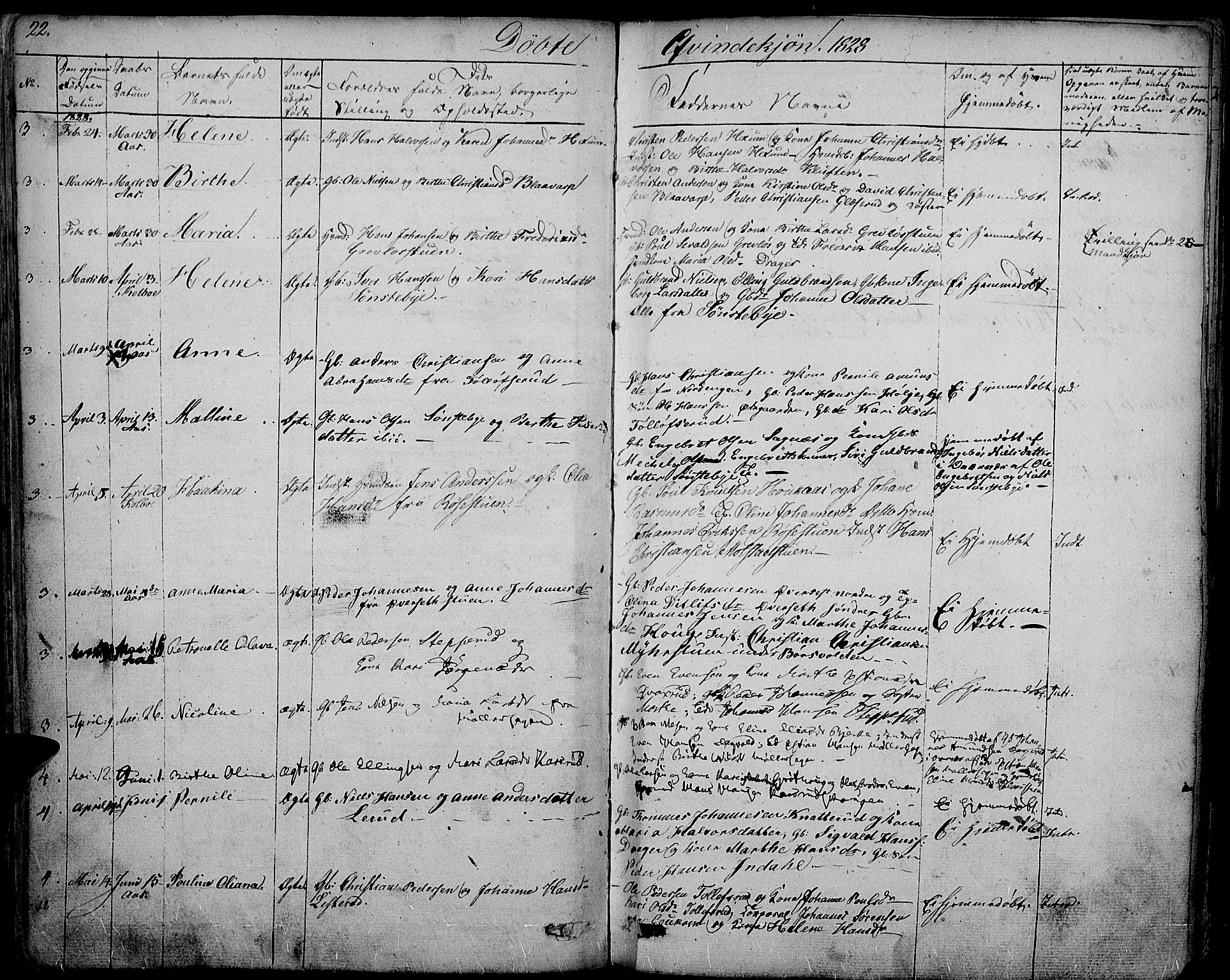 Vestre Toten prestekontor, AV/SAH-PREST-108/H/Ha/Haa/L0002: Parish register (official) no. 2, 1825-1837, p. 22