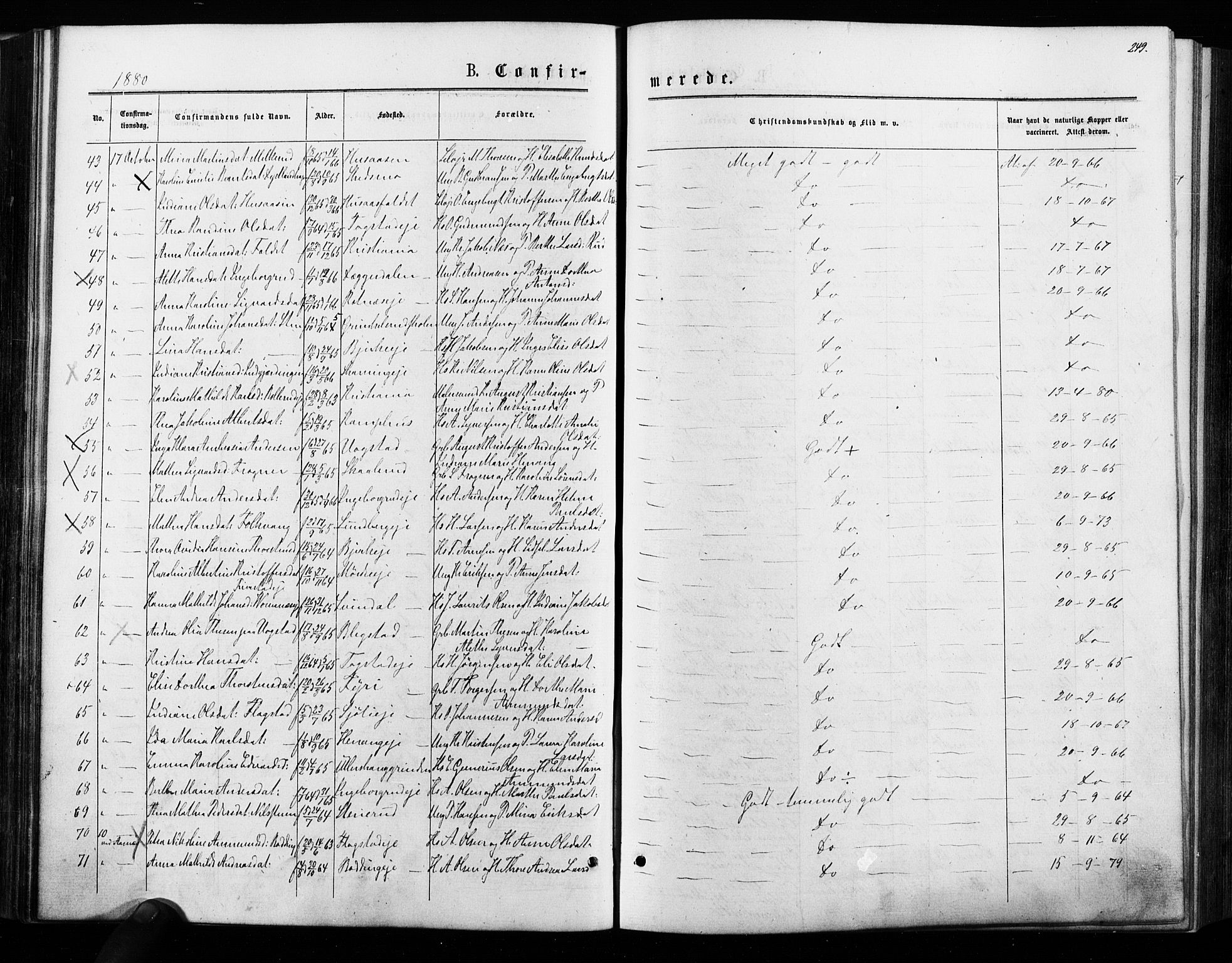 Nes prestekontor Kirkebøker, SAO/A-10410/F/Fa/L0009: Parish register (official) no. I 9, 1875-1882, p. 249