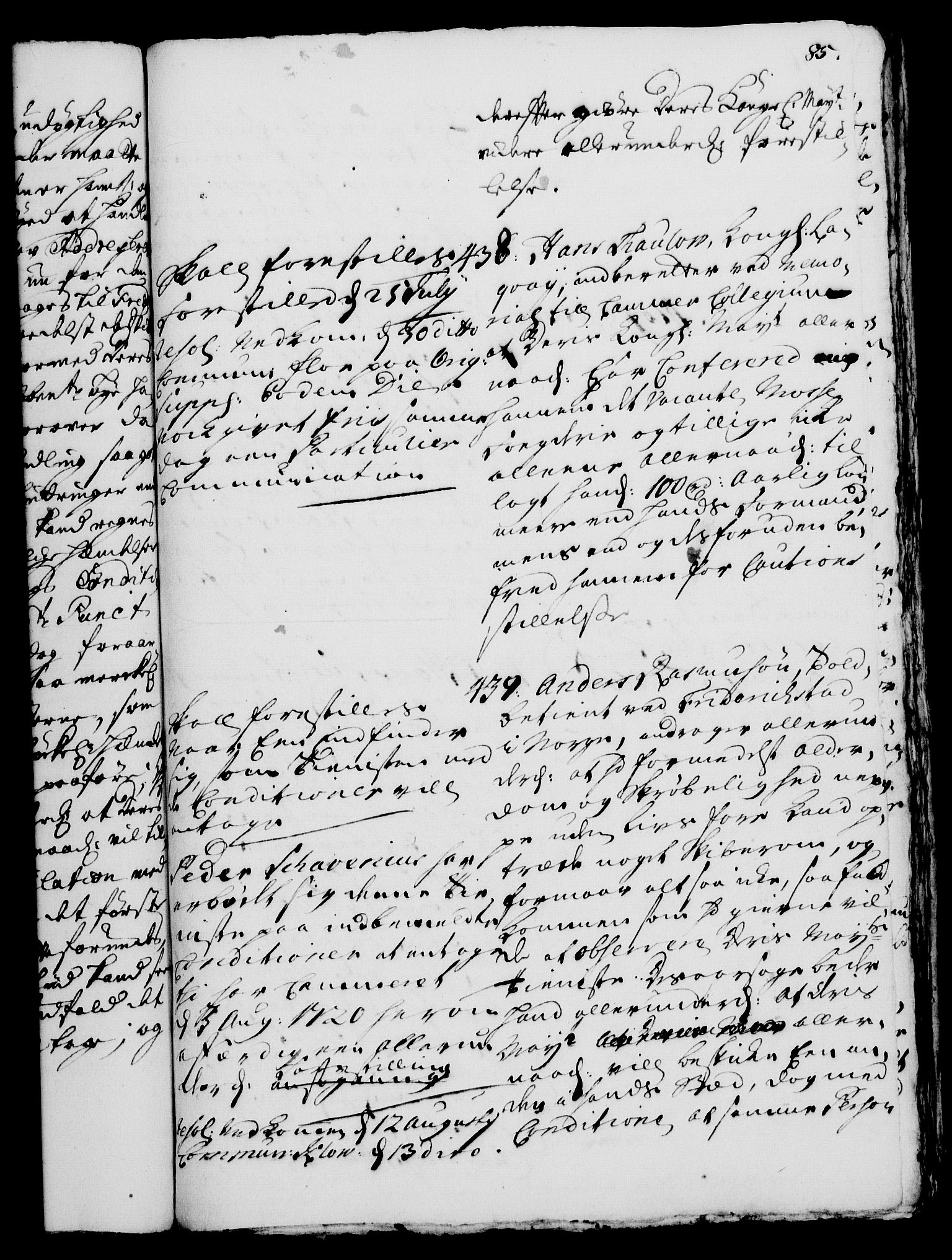 Rentekammeret, Kammerkanselliet, AV/RA-EA-3111/G/Gh/Gha/L0002: Norsk ekstraktmemorialprotokoll, sak. 376-599 (merket RK 53.47), 1720, p. 85