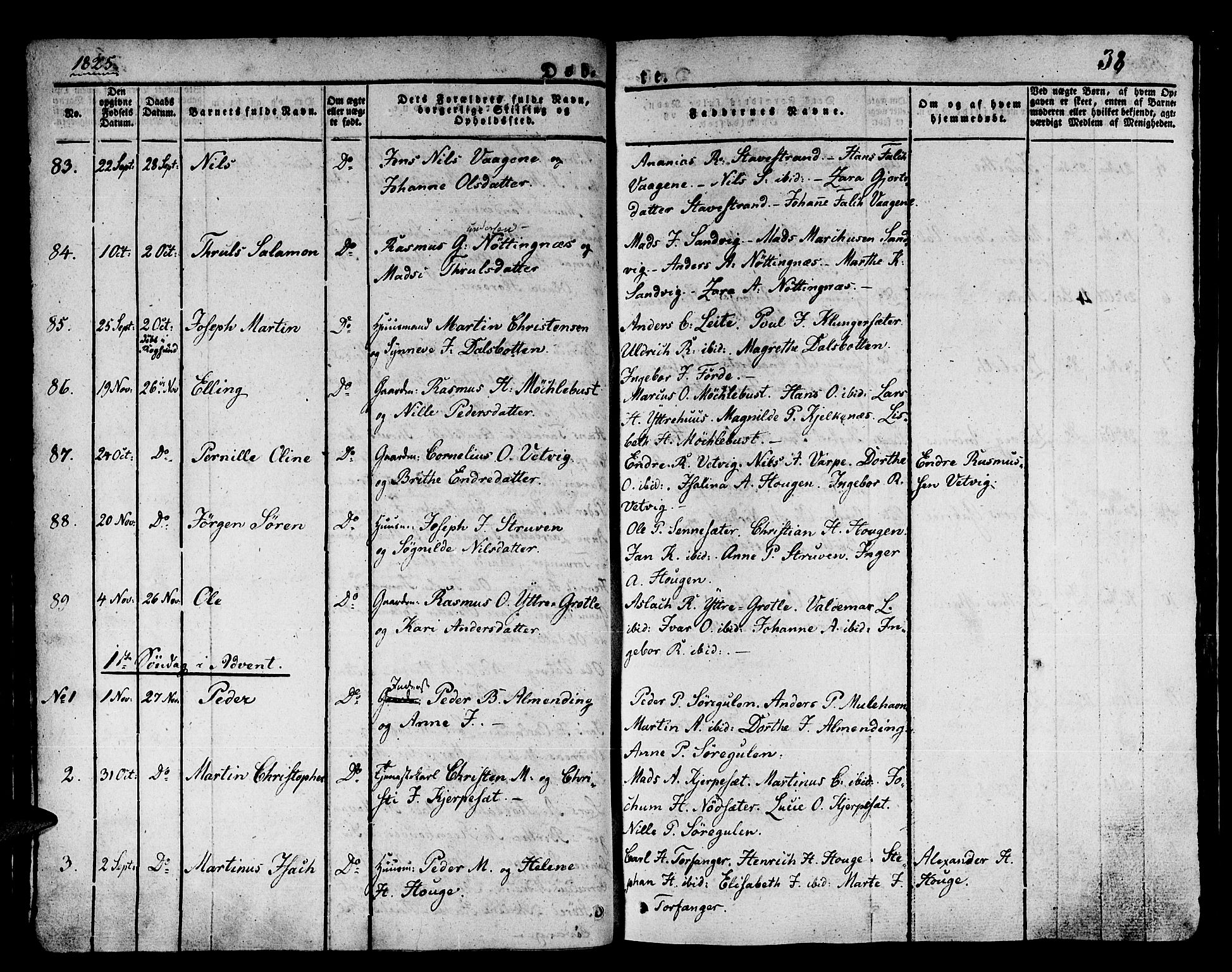 Kinn sokneprestembete, SAB/A-80801/H/Haa/Haaa/L0004/0001: Parish register (official) no. A 4I, 1822-1840, p. 38