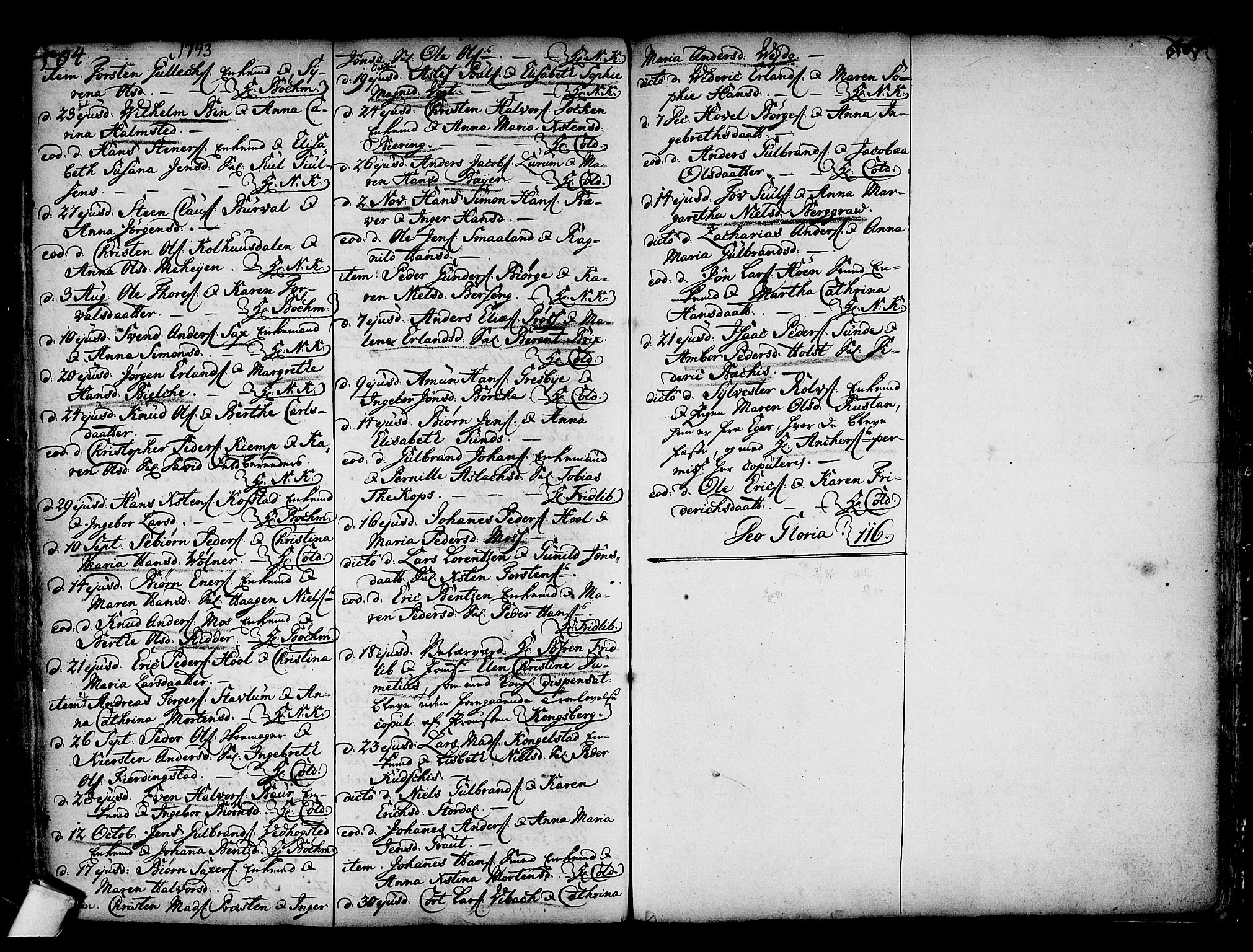 Kongsberg kirkebøker, AV/SAKO-A-22/F/Fa/L0002: Parish register (official) no. I 2, 1721-1743, p. 504-505