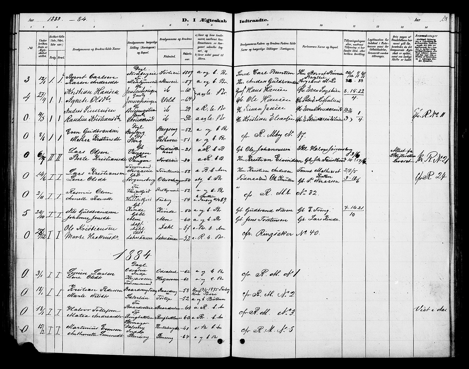 Ringsaker prestekontor, SAH/PREST-014/K/Ka/L0013: Parish register (official) no. 13, 1879-1890, p. 138
