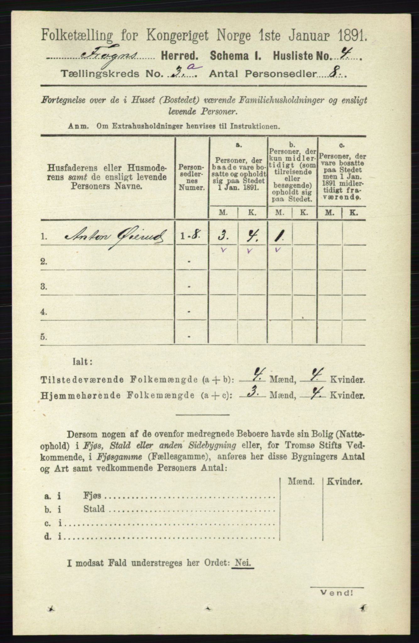 RA, 1891 census for 0215 Frogn, 1891, p. 1807