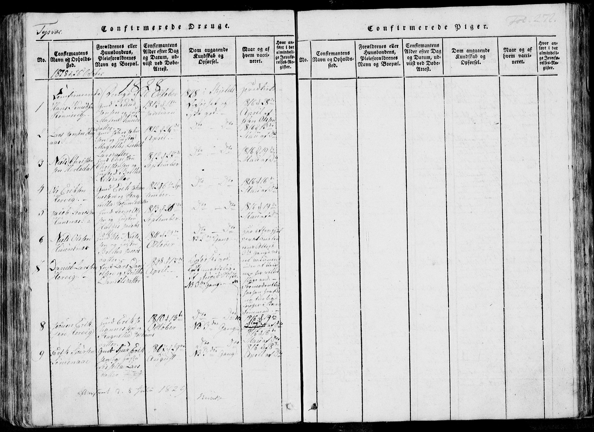 Skjold sokneprestkontor, AV/SAST-A-101847/H/Ha/Haa/L0004: Parish register (official) no. A 4 /1, 1815-1830, p. 272