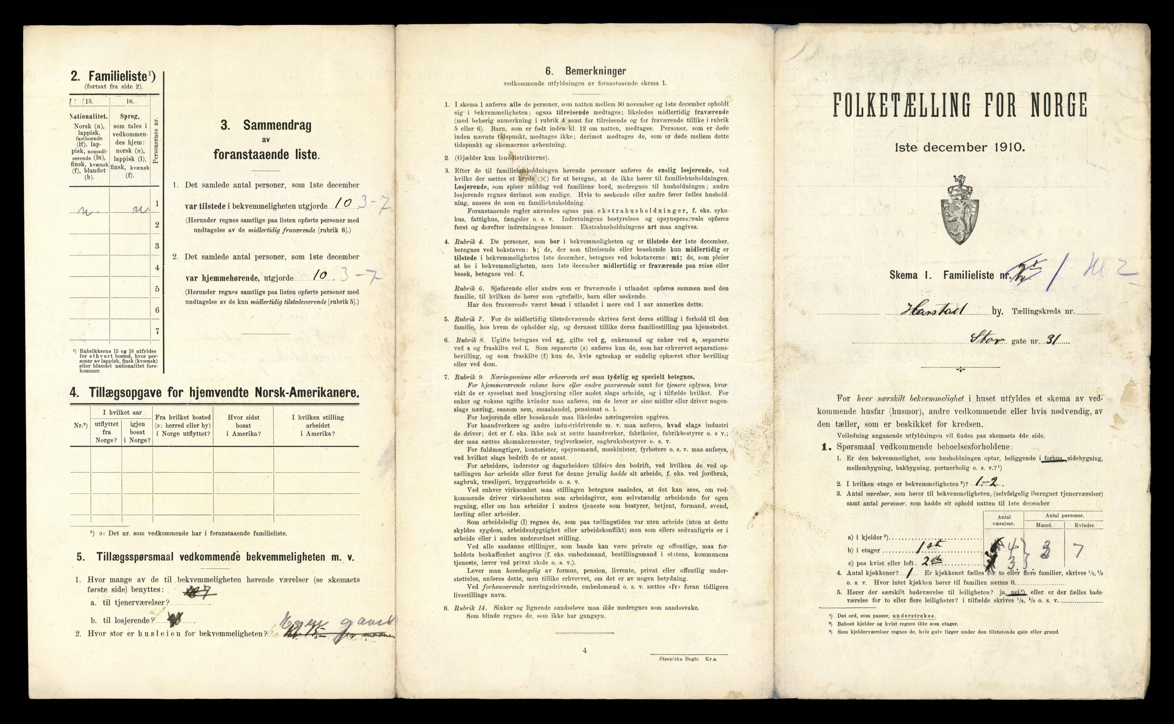 RA, 1910 census for Harstad, 1910, p. 33