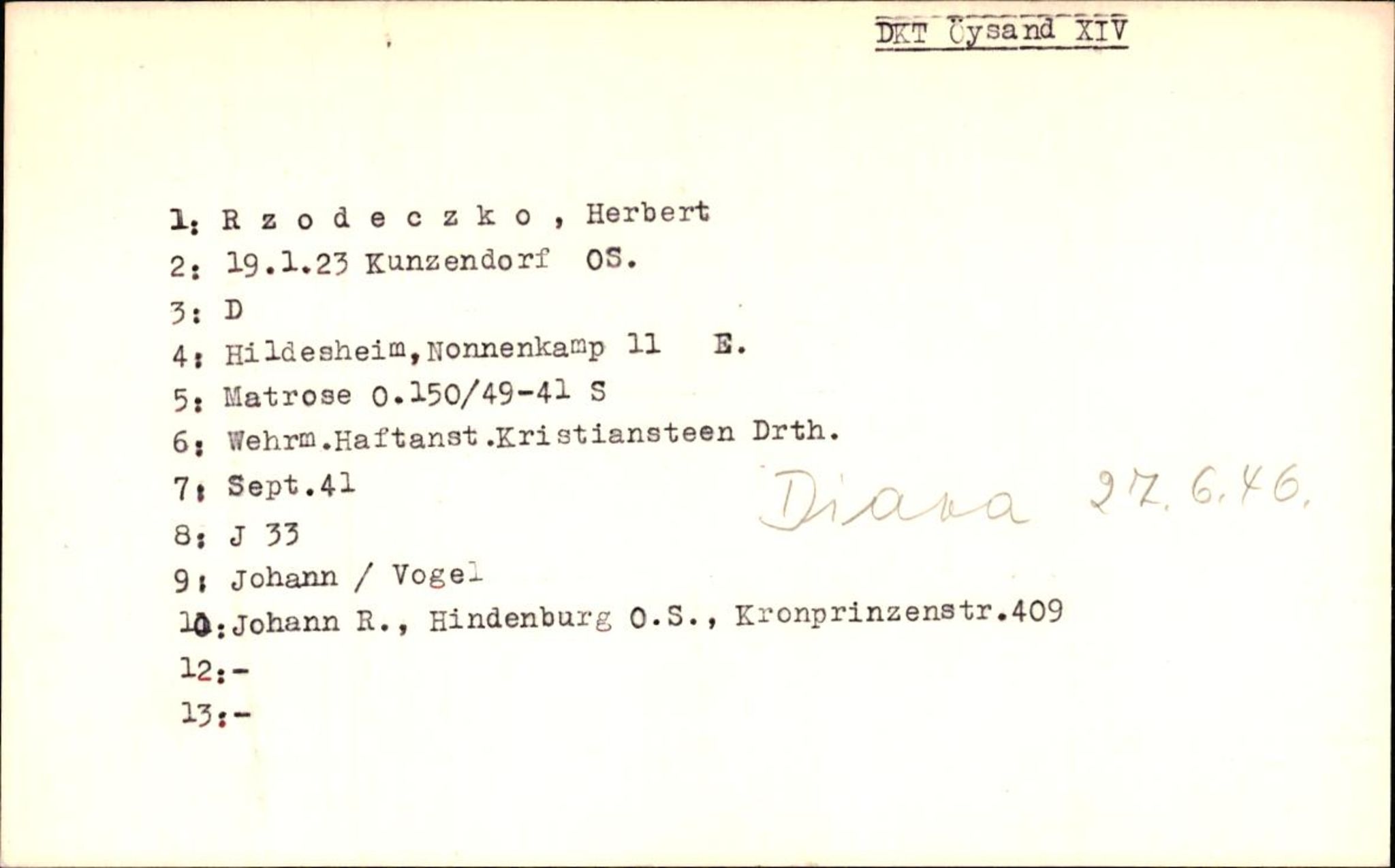 Hjemsendte tyskere , RA/RAFA-6487/D/Db/L0023: Rosenthal-Schmick, 1945-1947, p. 354
