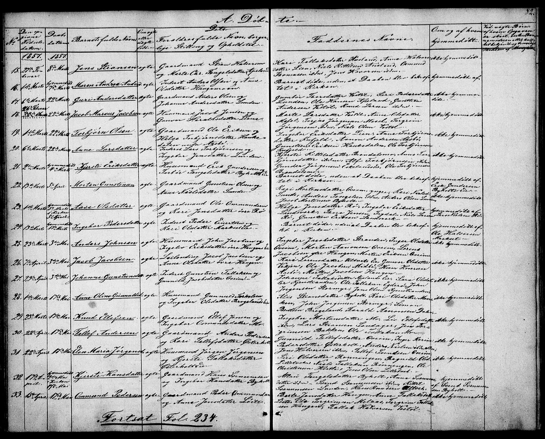 Gjerstad sokneprestkontor, SAK/1111-0014/F/Fa/Faa/L0006: Parish register (official) no. A 6, 1841-1857, p. 82