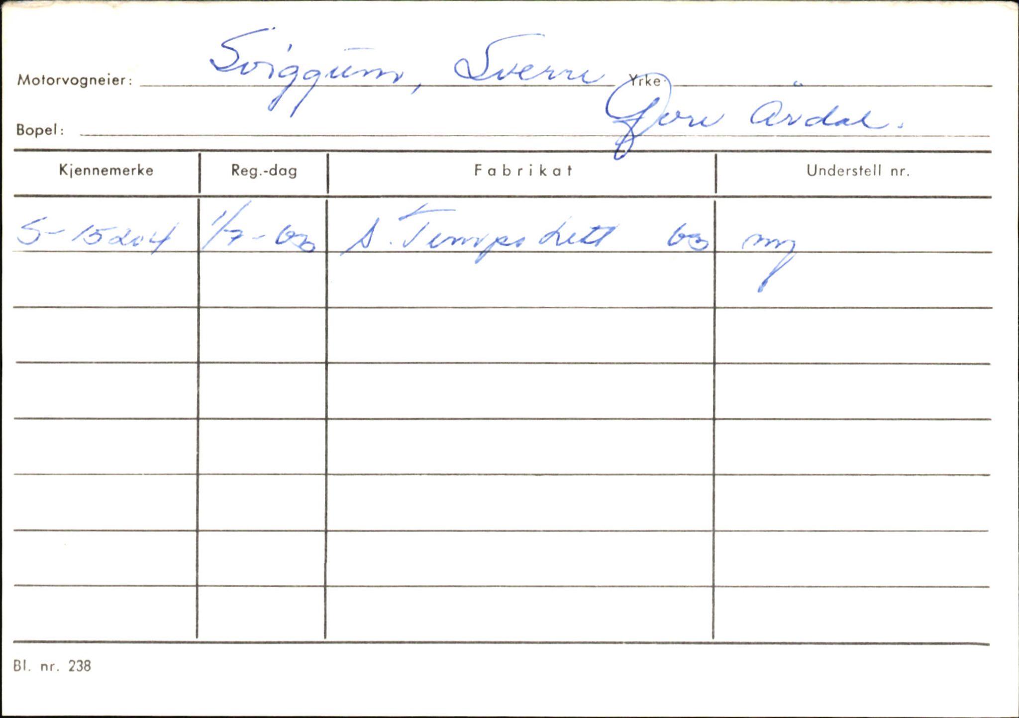 Statens vegvesen, Sogn og Fjordane vegkontor, AV/SAB-A-5301/4/F/L0146: Registerkort Årdal R-Å samt diverse kort, 1945-1975, p. 740