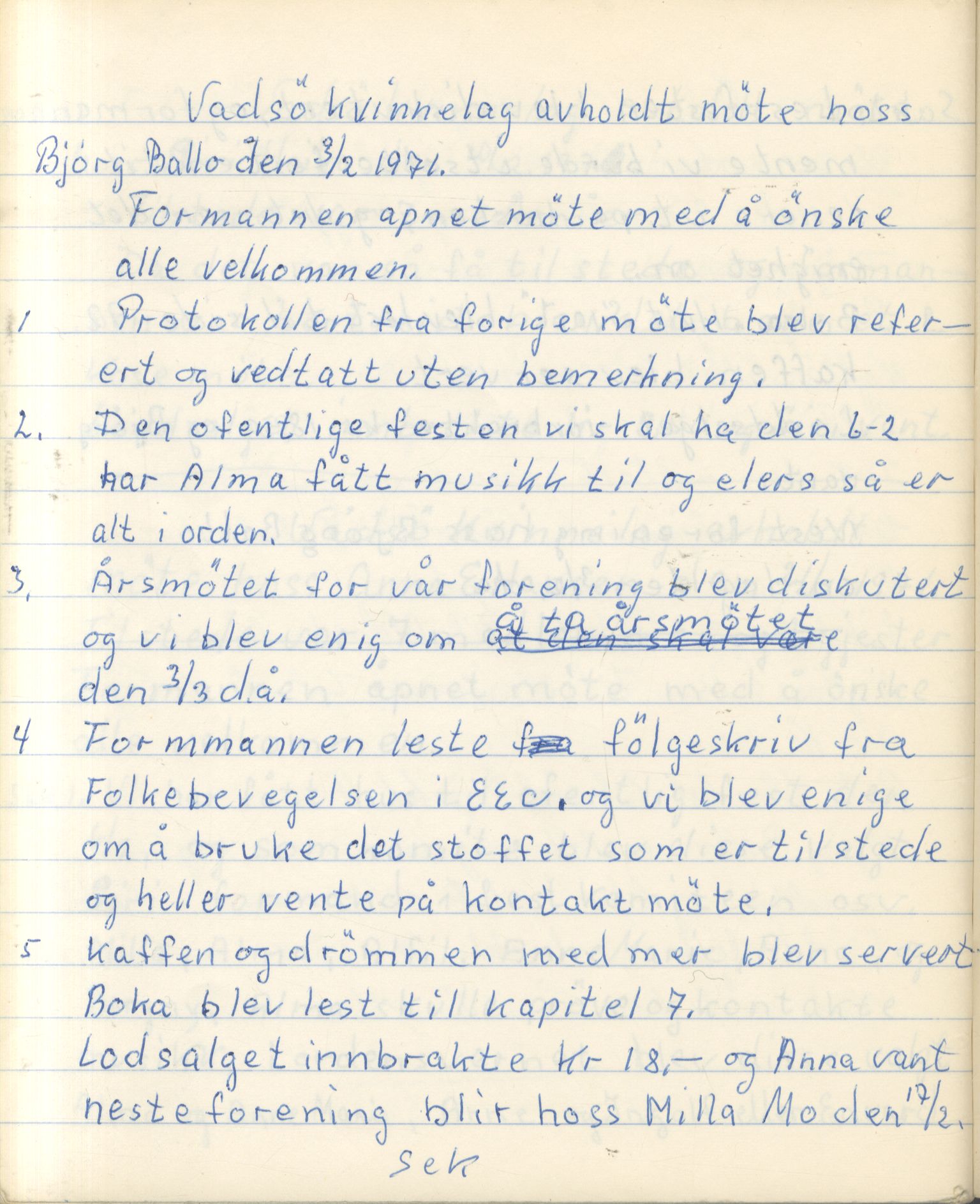 Vadsø Kvinnelag, FMFB/A-1054/A/L0002: Møteprotokoll, 1966-1971, p. 96