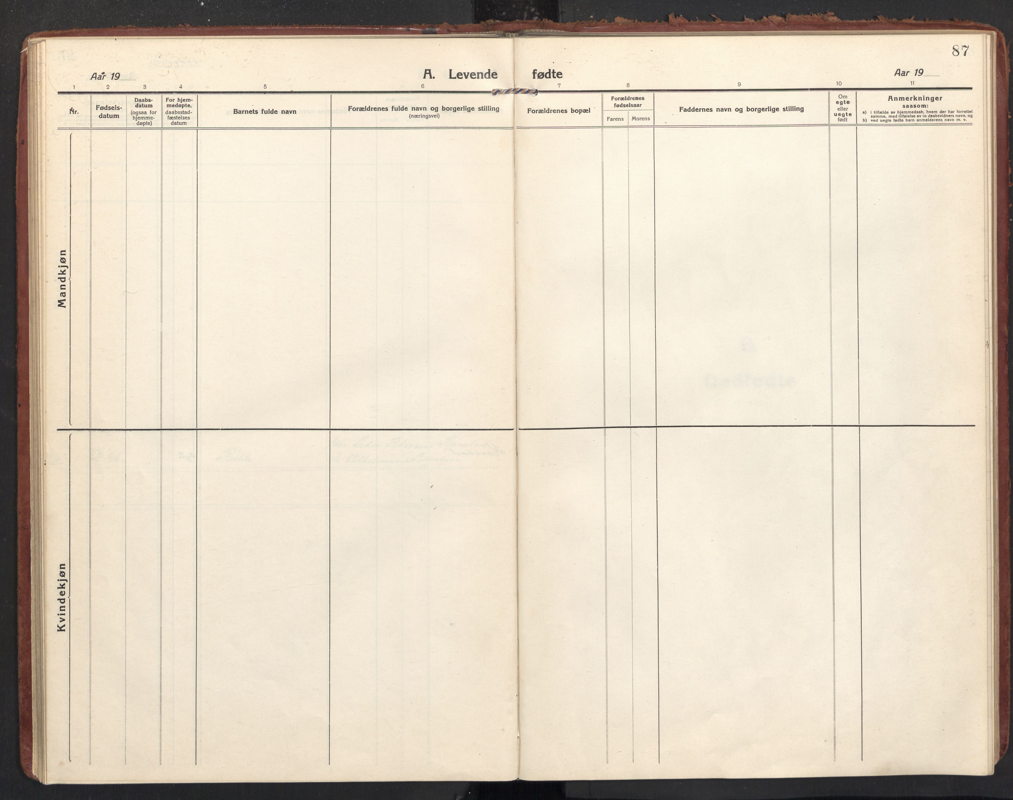 Ministerialprotokoller, klokkerbøker og fødselsregistre - Nordland, AV/SAT-A-1459/890/L1288: Parish register (official) no. 890A03, 1915-1925, p. 87