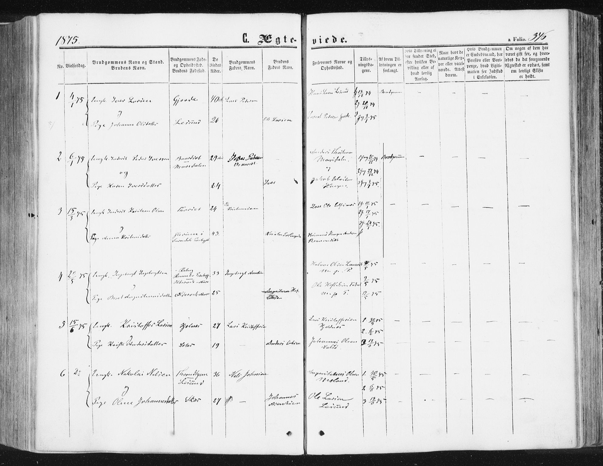 Ministerialprotokoller, klokkerbøker og fødselsregistre - Møre og Romsdal, SAT/A-1454/578/L0905: Parish register (official) no. 578A04, 1859-1877, p. 346