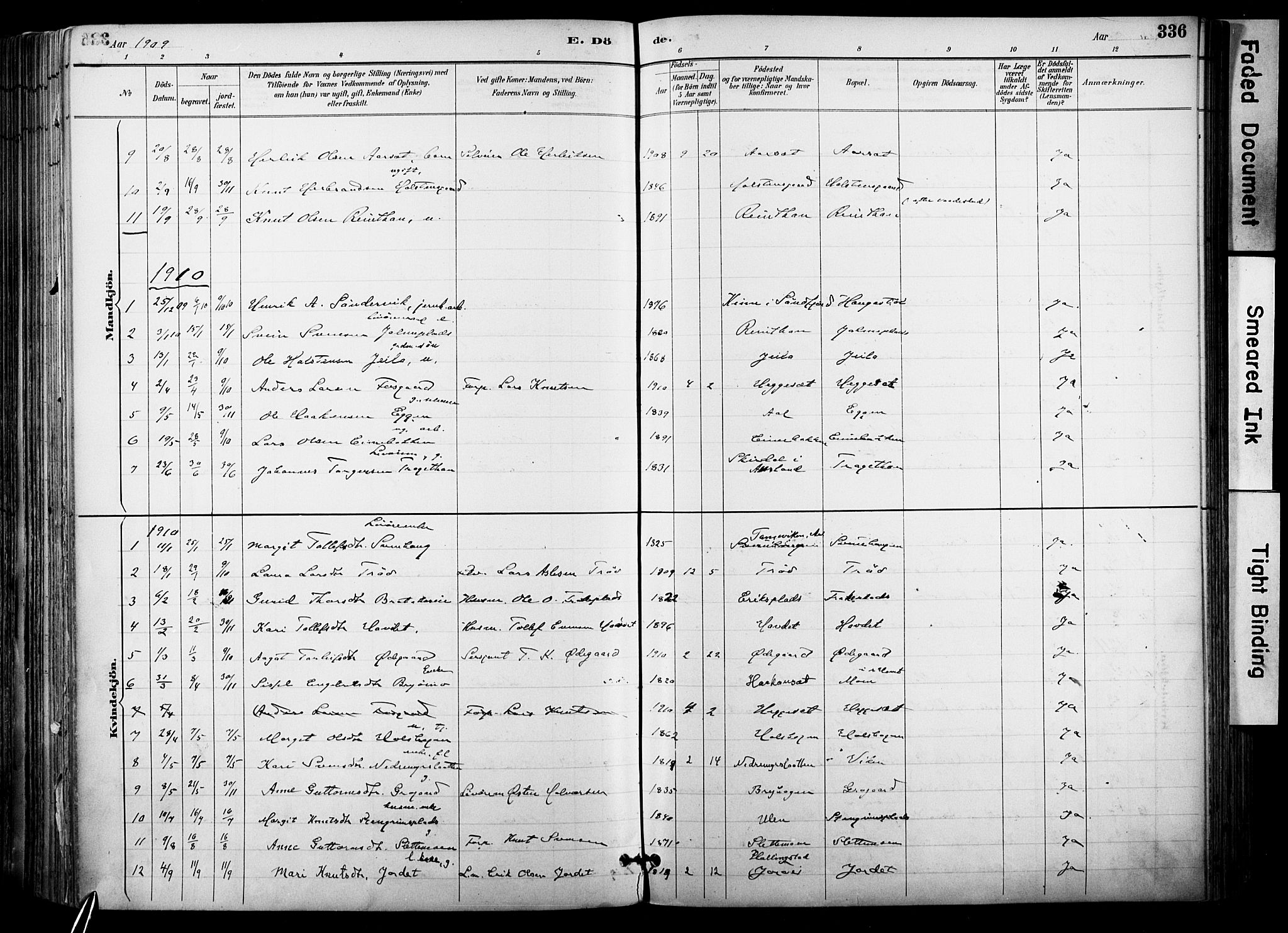 Hol kirkebøker, AV/SAKO-A-227/F/Fa/L0003: Parish register (official) no. I 3, 1887-1918, p. 336