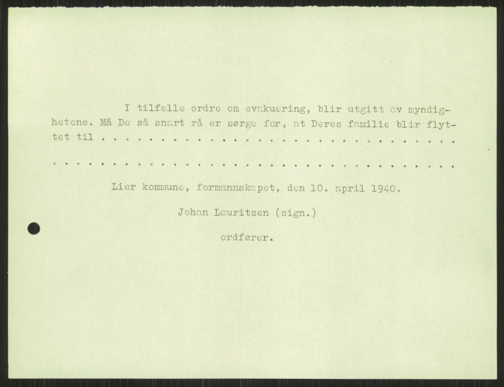 Forsvaret, Forsvarets krigshistoriske avdeling, AV/RA-RAFA-2017/Y/Ya/L0014: II-C-11-31 - Fylkesmenn.  Rapporter om krigsbegivenhetene 1940., 1940, p. 417