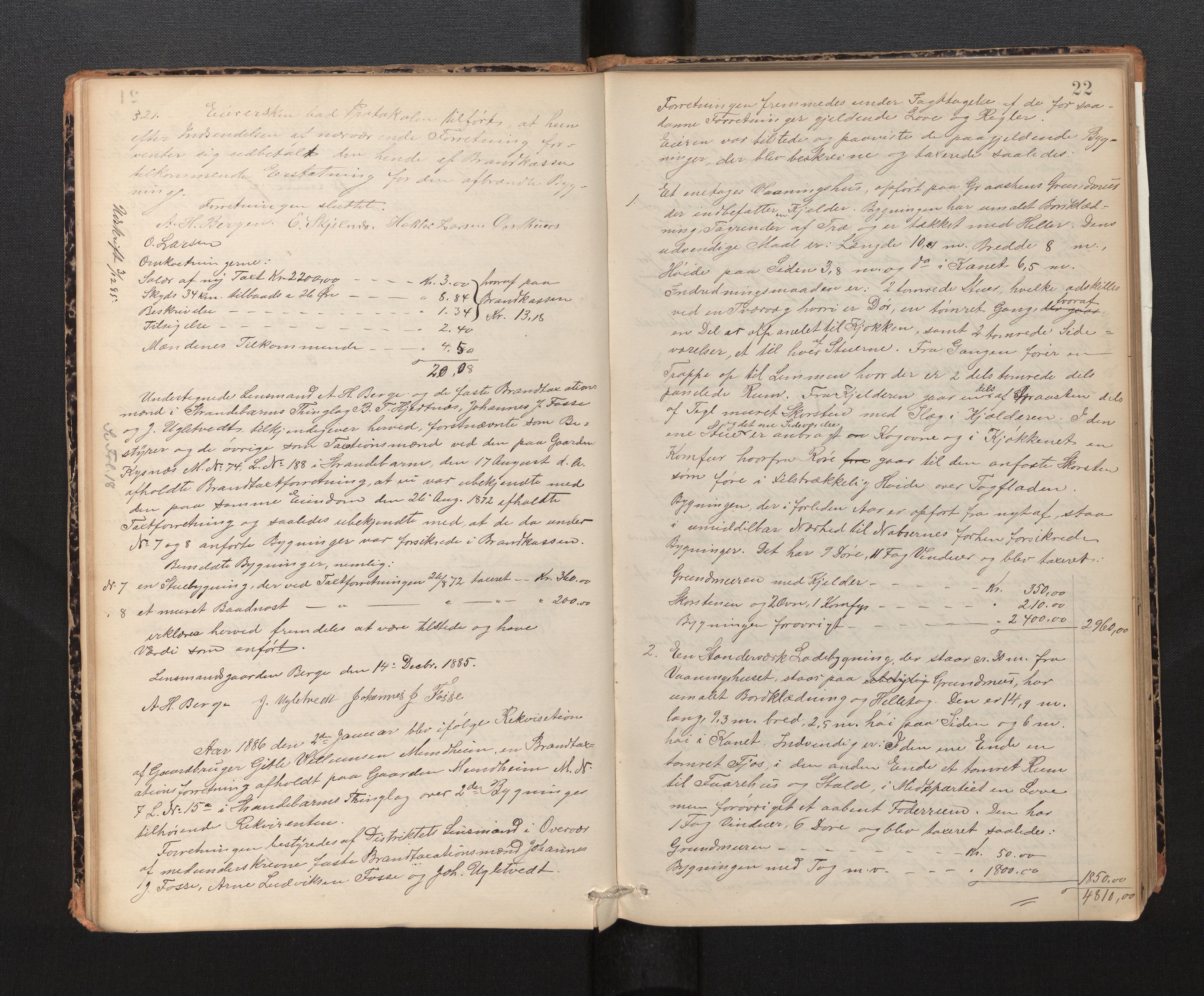 Lensmannen i Strandebarm, AV/SAB-A-35101/0012/L0002: Branntakstprotokoll, 1884-1943, p. 21b-22a