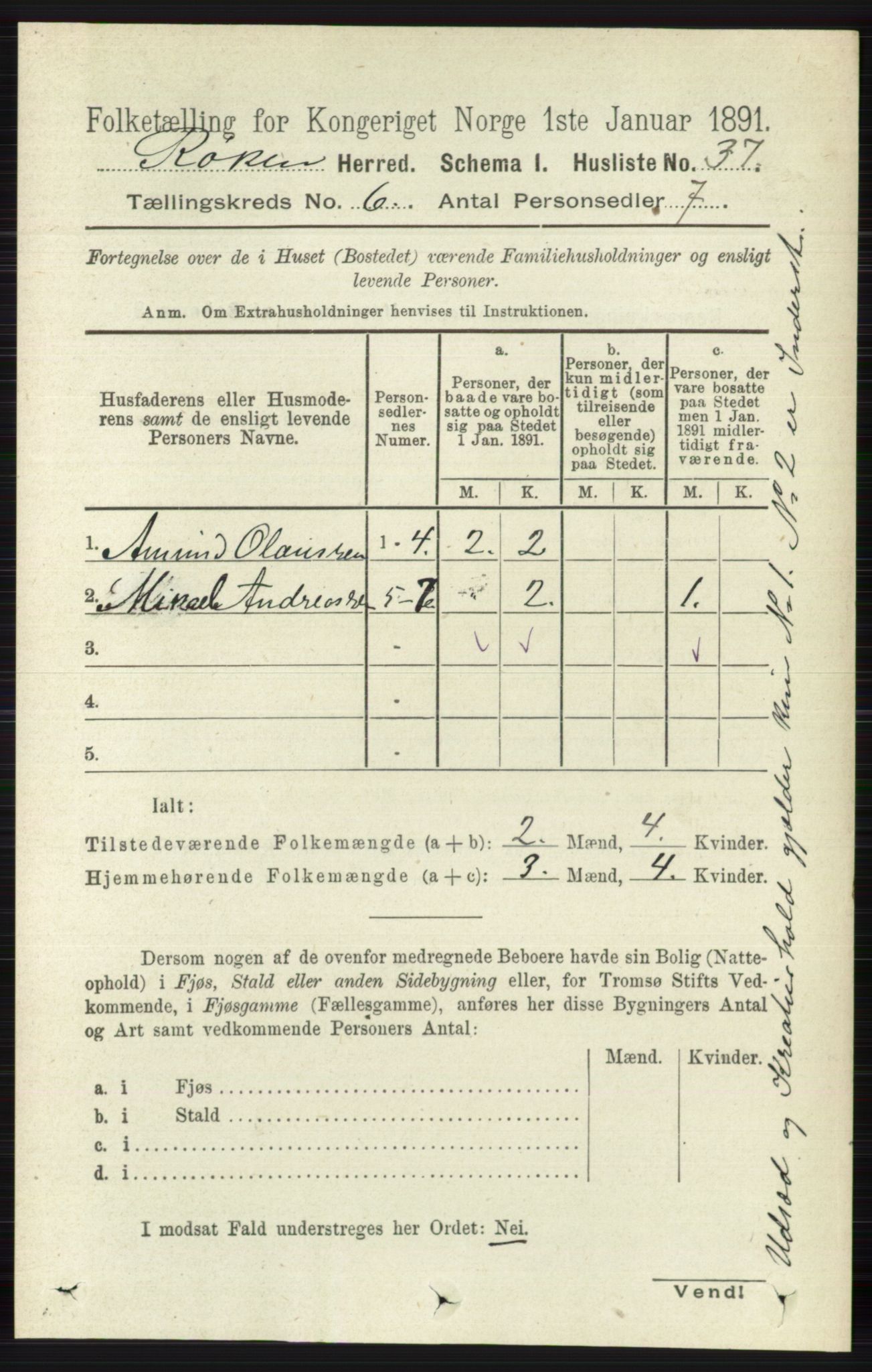 RA, 1891 census for 0627 Røyken, 1891, p. 3579