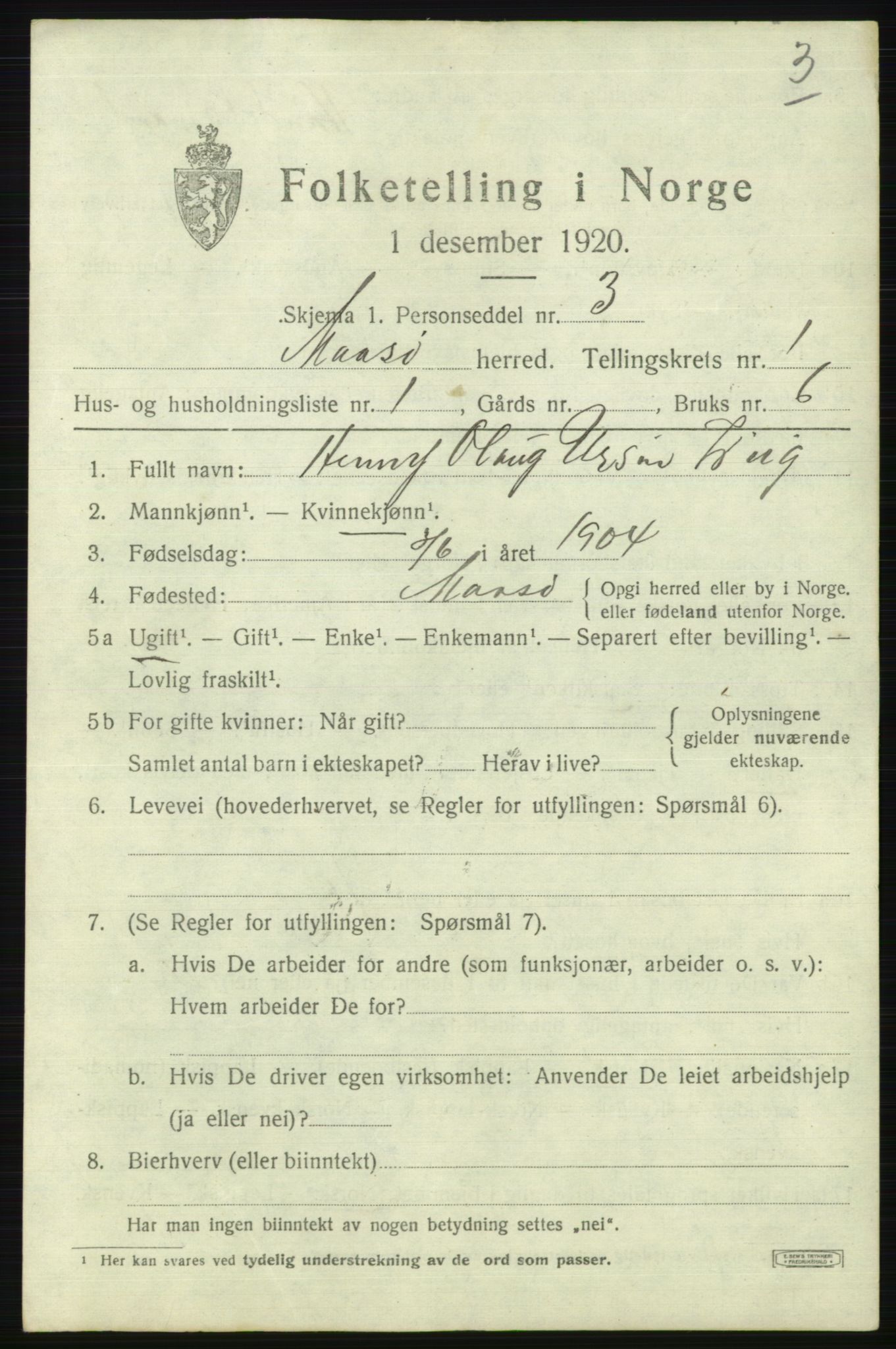 SATØ, 1920 census for Måsøy, 1920, p. 858