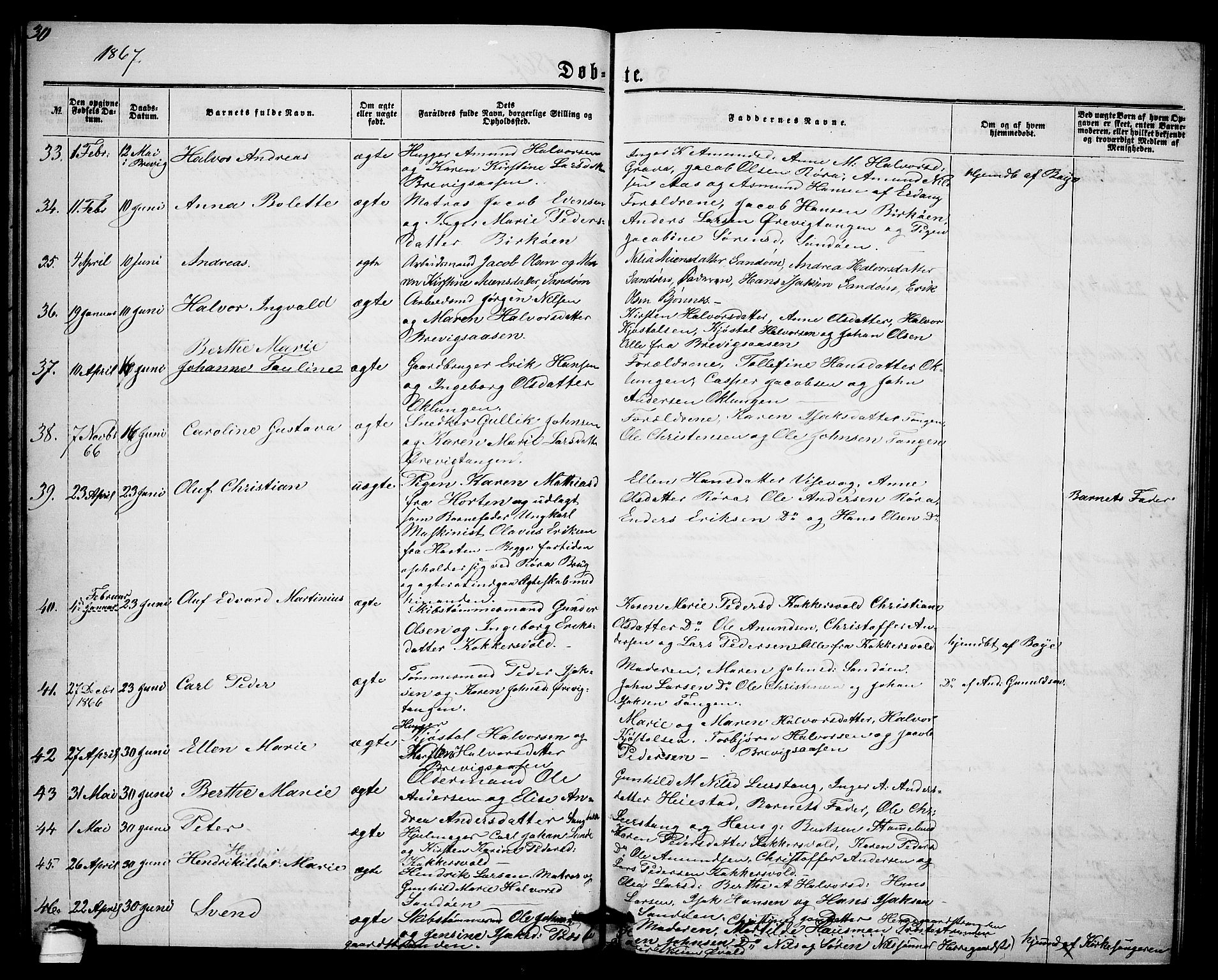 Eidanger kirkebøker, SAKO/A-261/G/Ga/L0001: Parish register (copy) no. 1, 1863-1878, p. 30