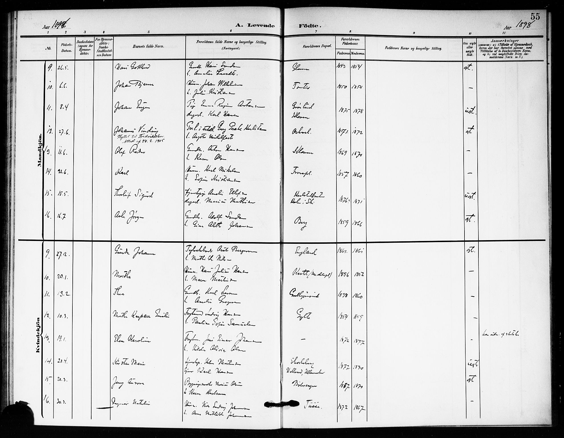 Drøbak prestekontor Kirkebøker, SAO/A-10142a/F/Fc/L0001: Parish register (official) no. III 1, 1871-1900, p. 55