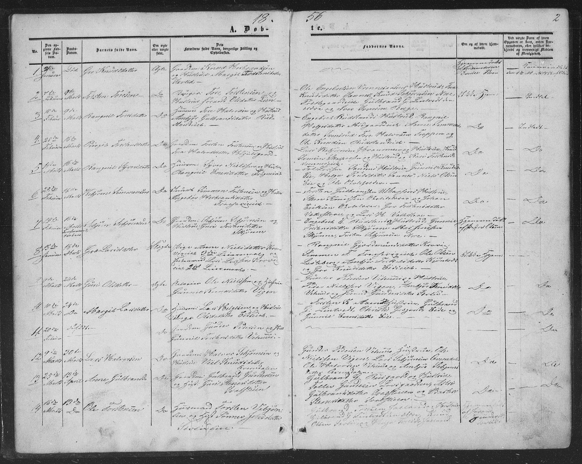 Nore kirkebøker, SAKO/A-238/F/Fa/L0002: Parish register (official) no. I 2, 1856-1871, p. 2