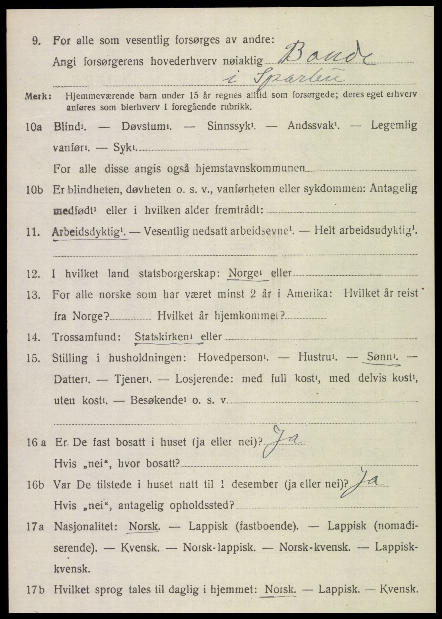 SAT, 1920 census for Sparbu, 1920, p. 4944